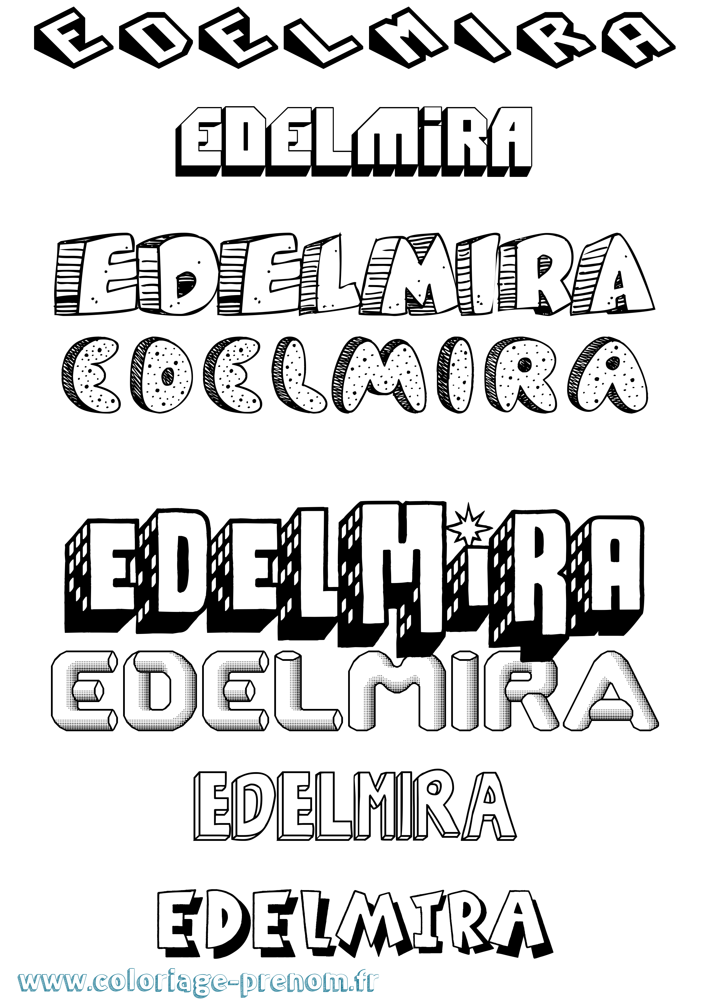 Coloriage Edelmira Effet 3D Coloriage prénom Edelmira Effet 3D