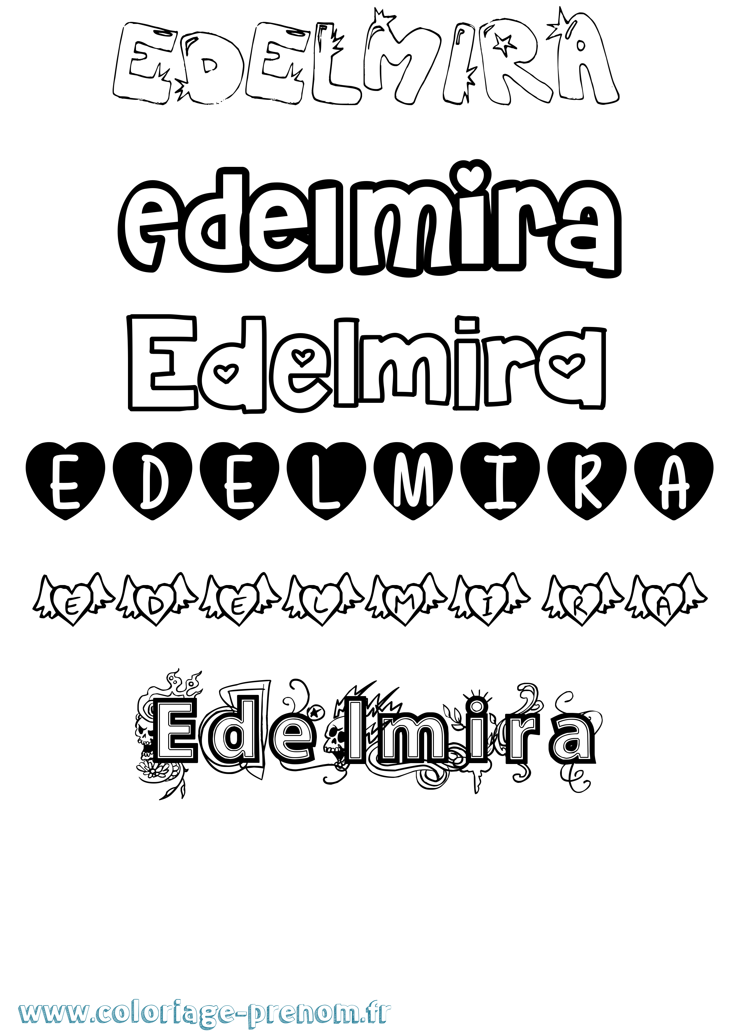 Coloriage Edelmira Girly Coloriage prénom Edelmira Girly