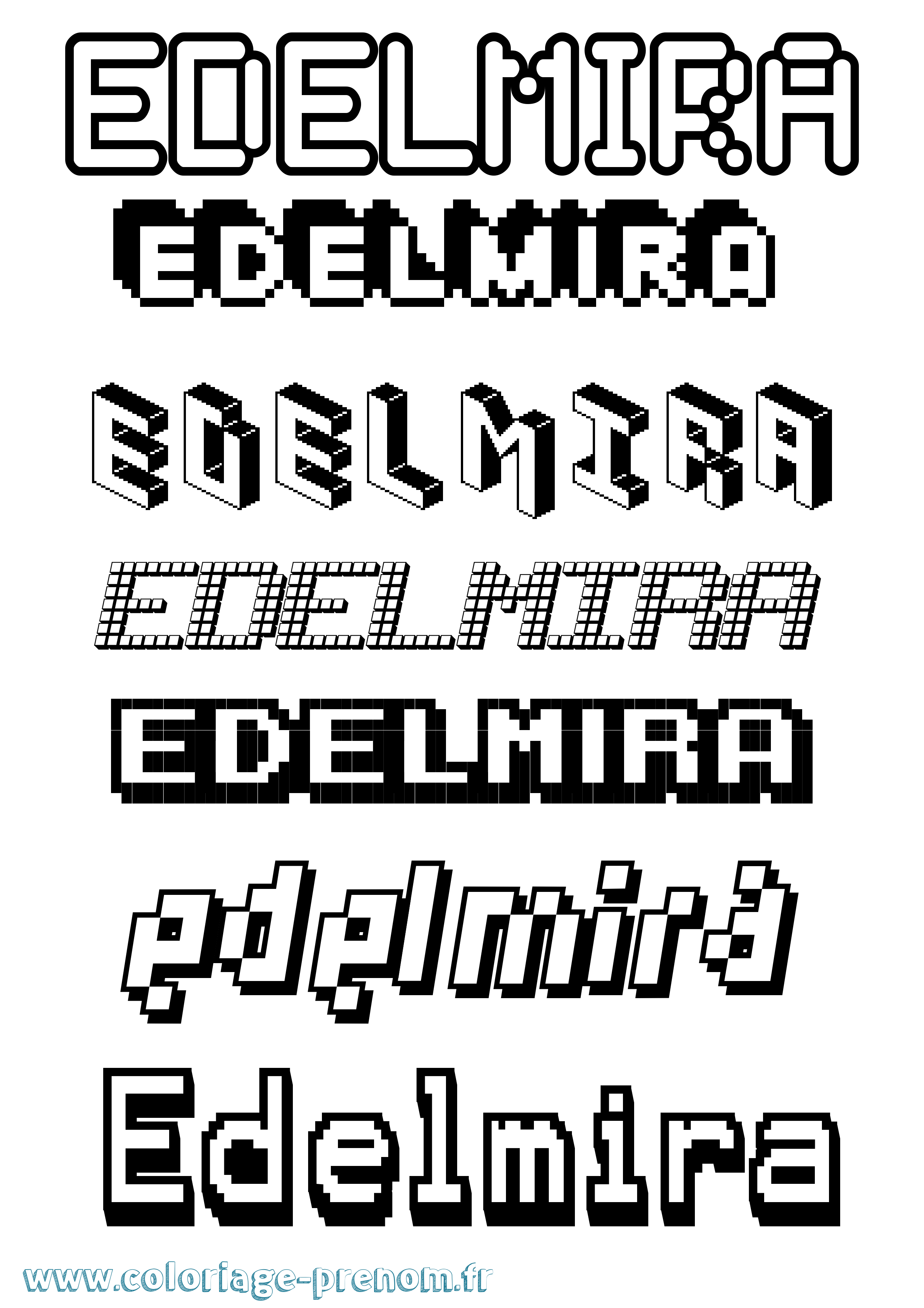 Coloriage Edelmira Pixel Coloriage prénom Edelmira Pixel