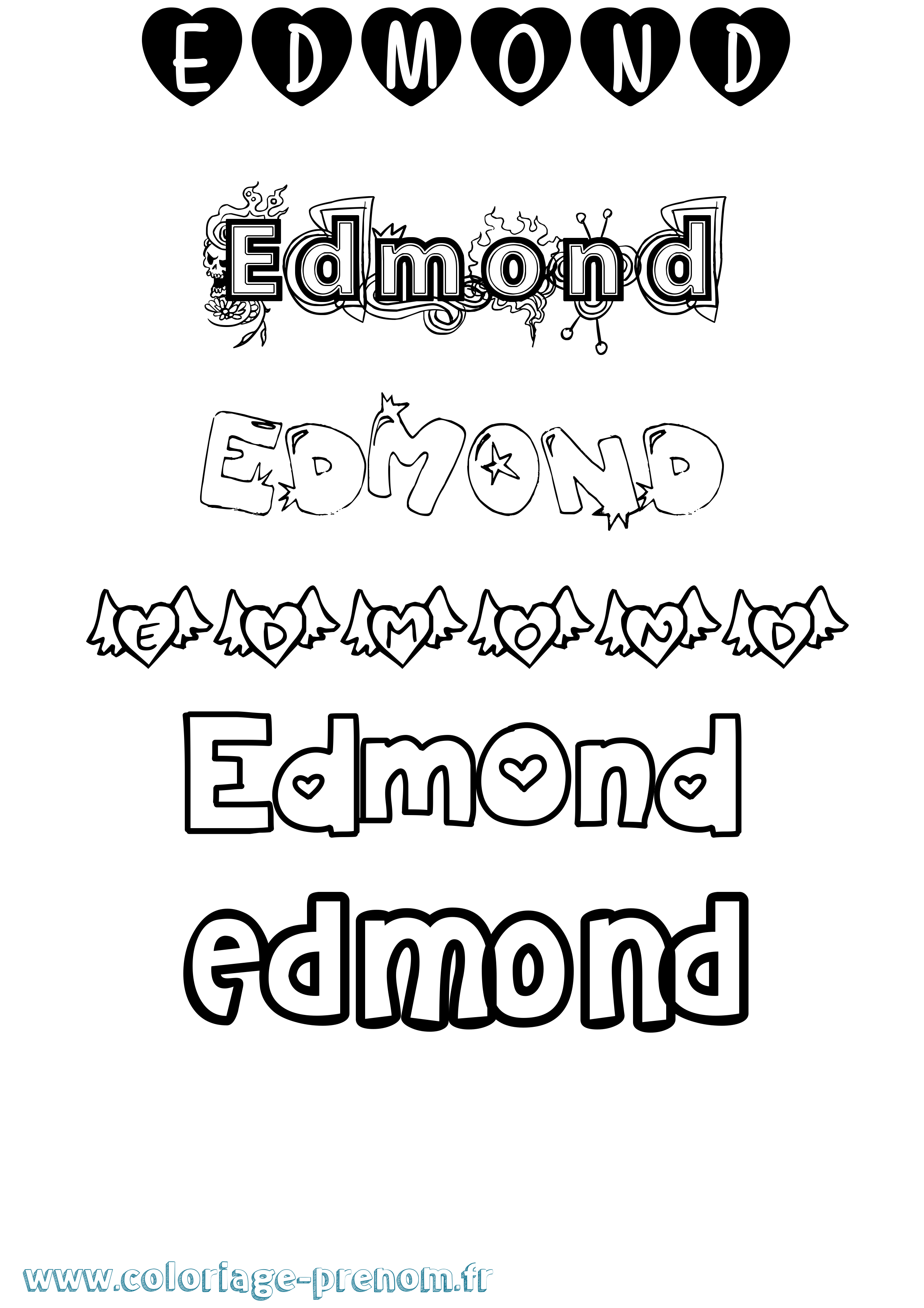 Coloriage Edmond Girly Coloriage prénom Edmond Girly