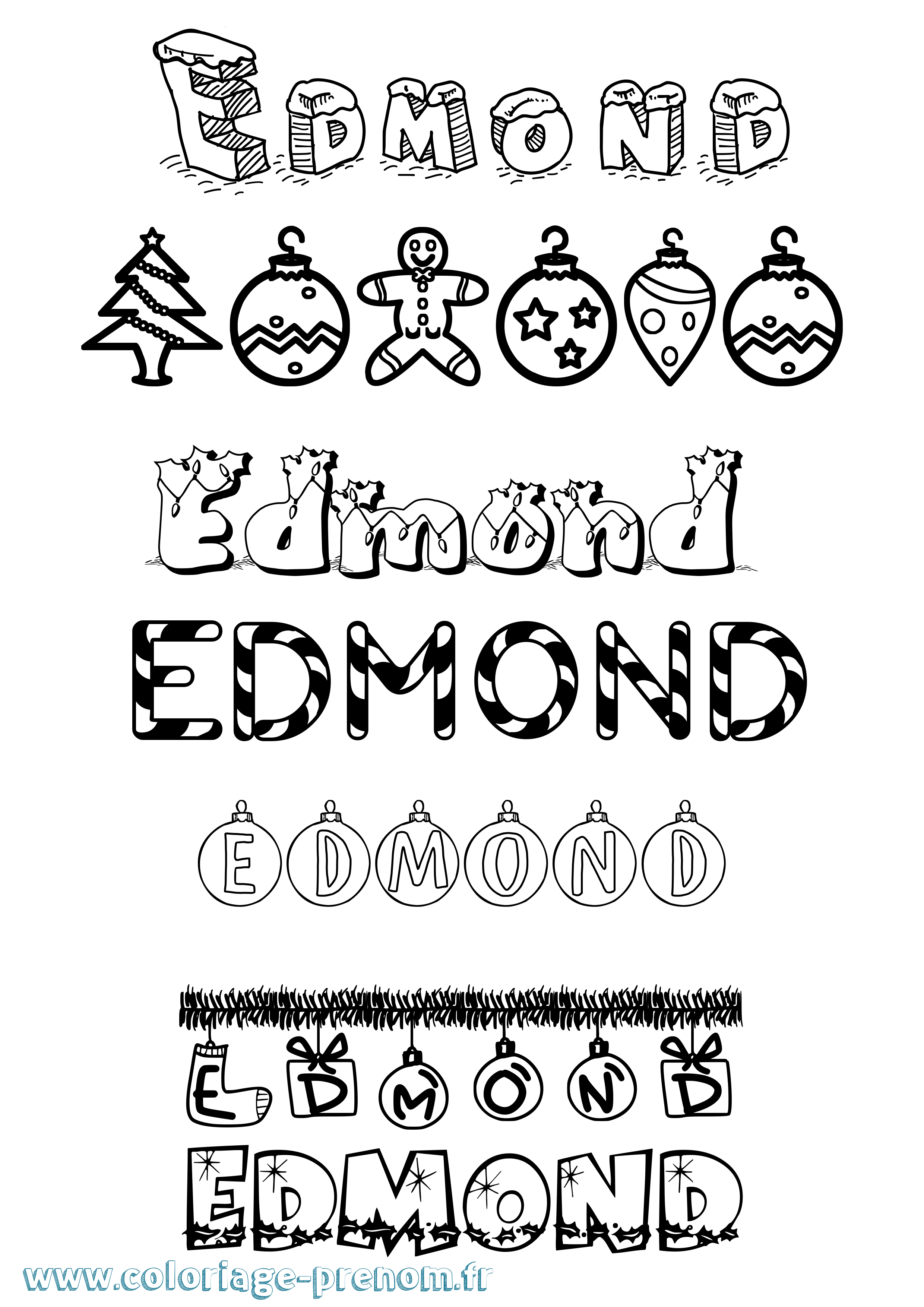 Coloriage Edmond Noël Coloriage prénom Edmond Noël