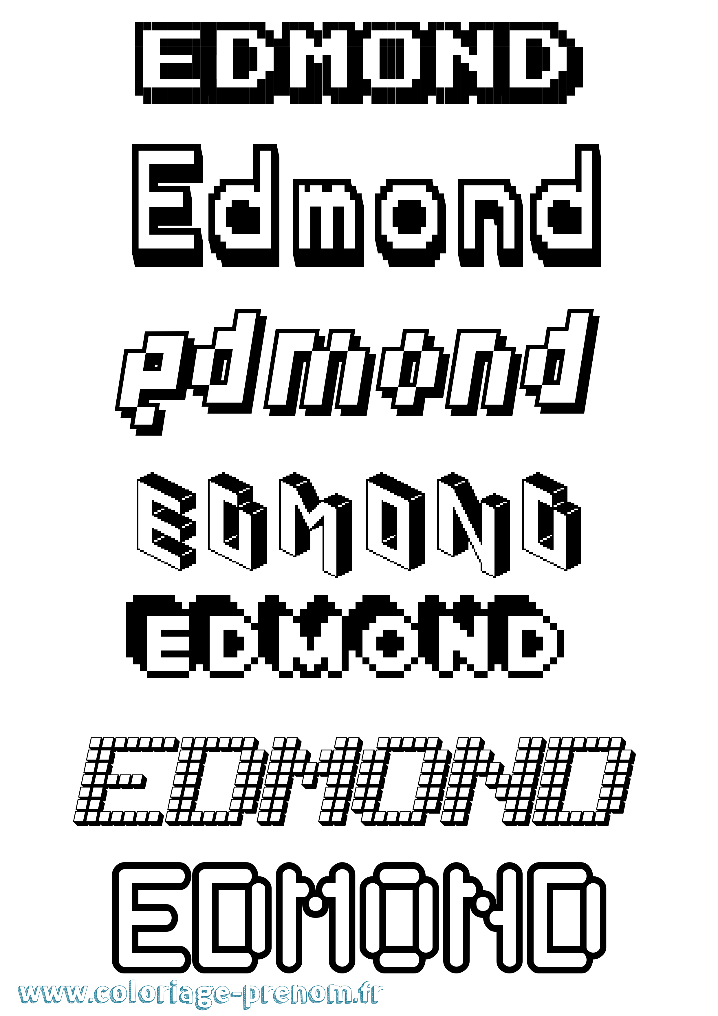 Coloriage Edmond Pixel Coloriage prénom Edmond Pixel
