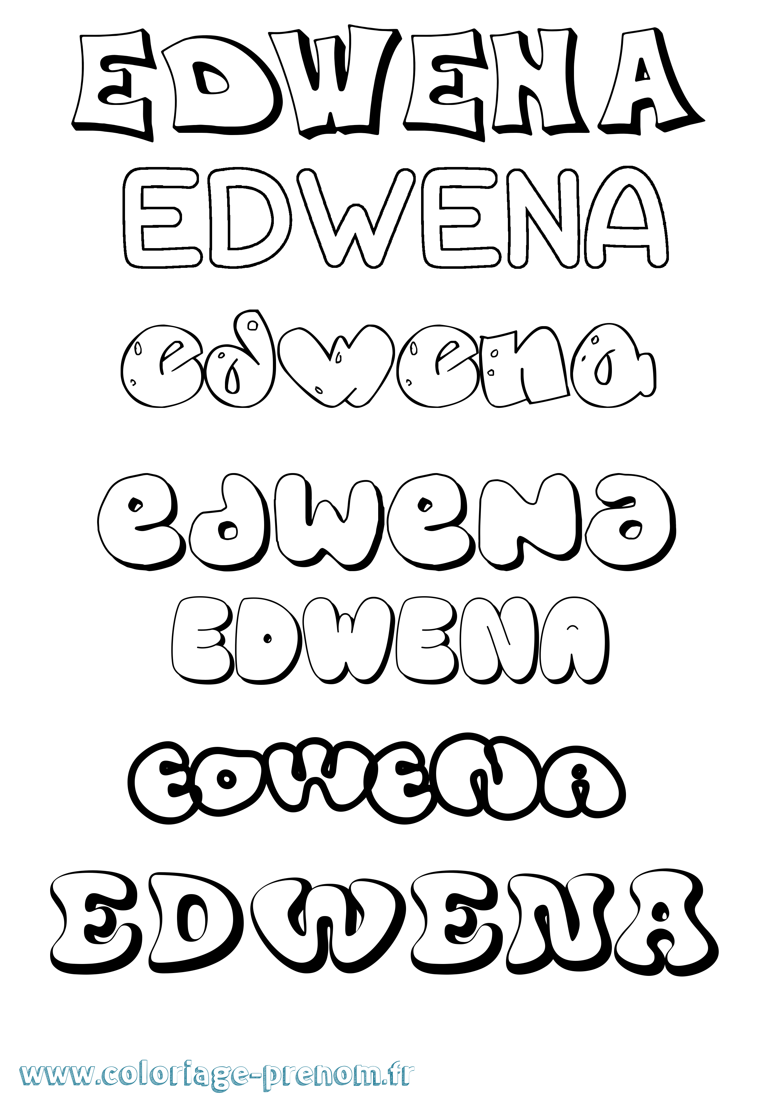 Coloriage Edwena Bubble Coloriage prénom Edwena Bubble