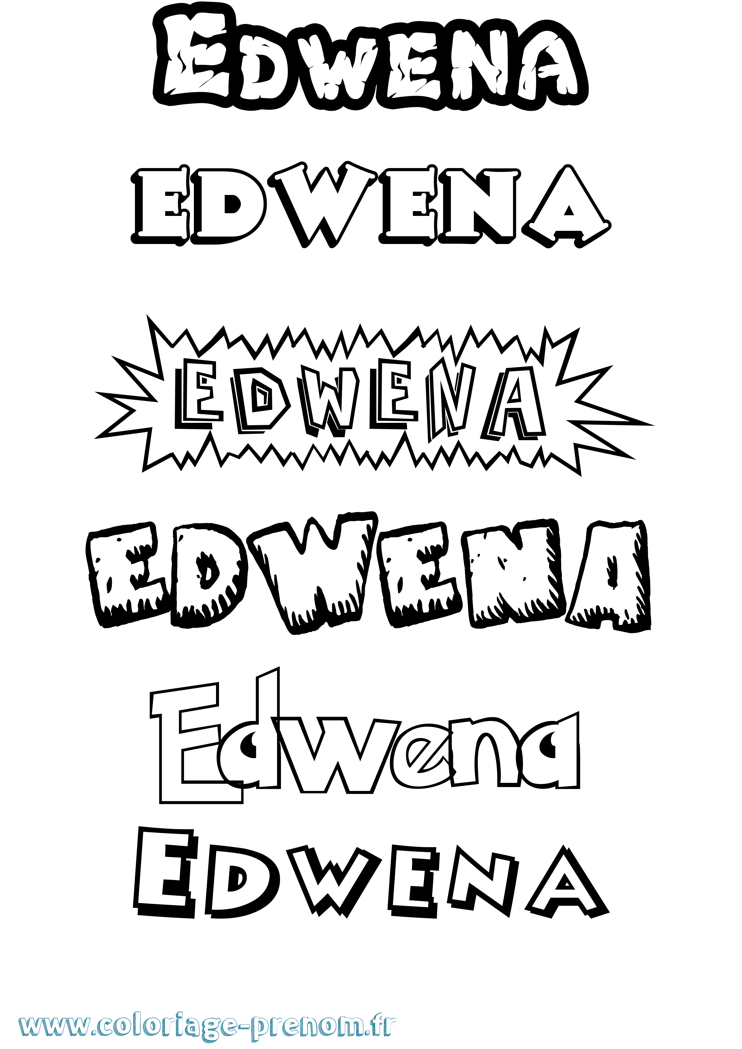 Coloriage Edwena Dessin Animé Coloriage prénom Edwena Dessin Animé