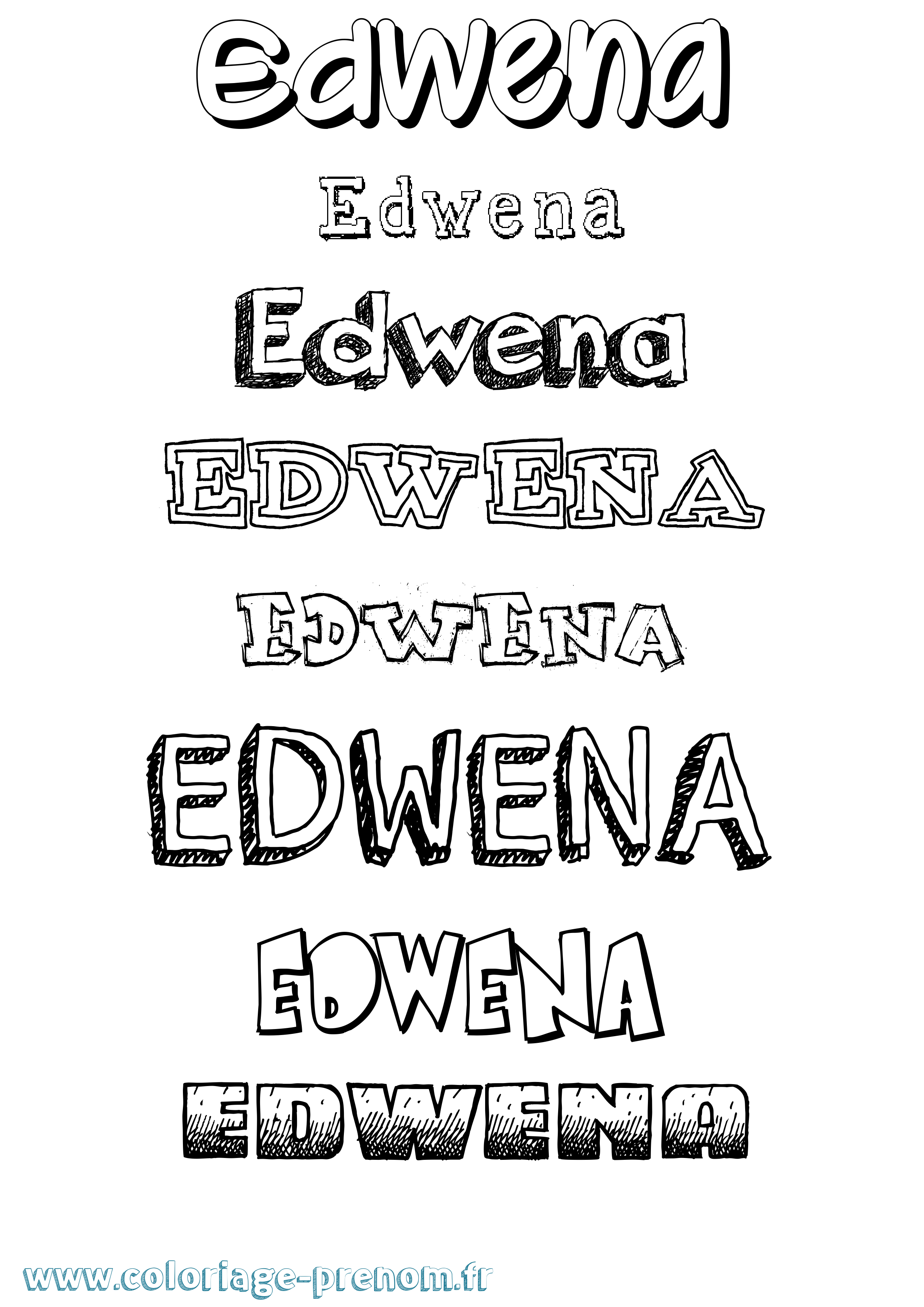 Coloriage Edwena Dessiné Coloriage prénom Edwena Dessiné