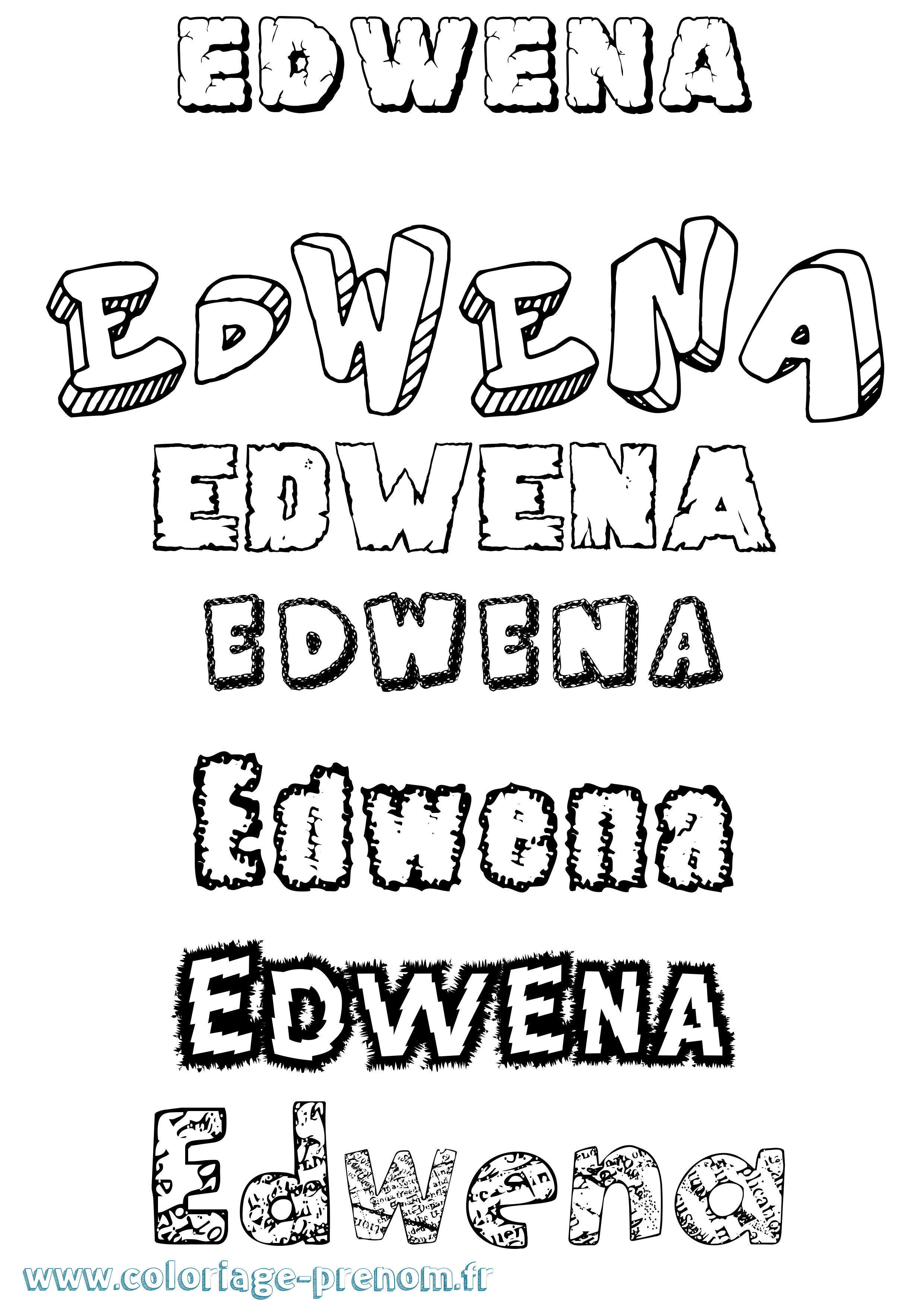 Coloriage Edwena Destructuré Coloriage prénom Edwena Destructuré