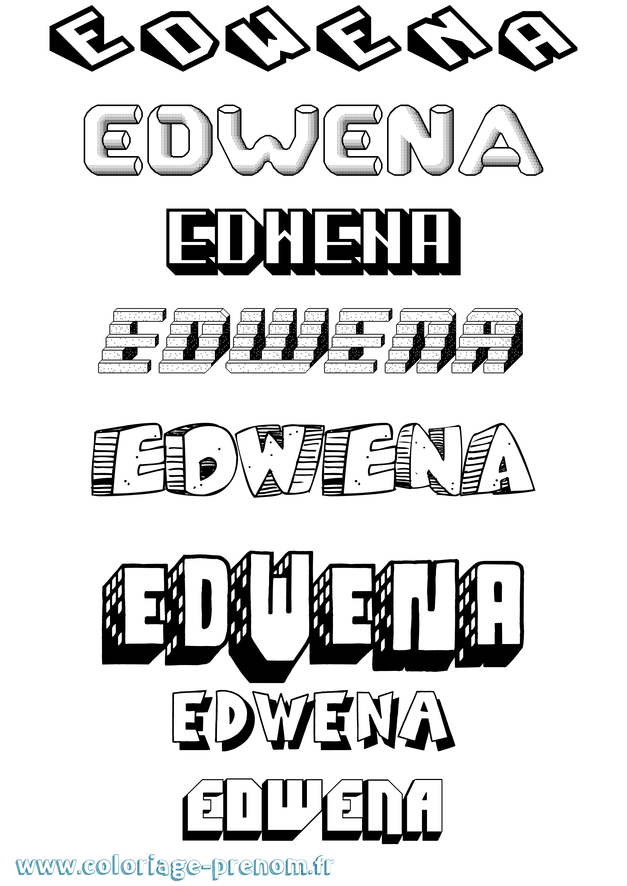 Coloriage Edwena Effet 3D Coloriage prénom Edwena Effet 3D