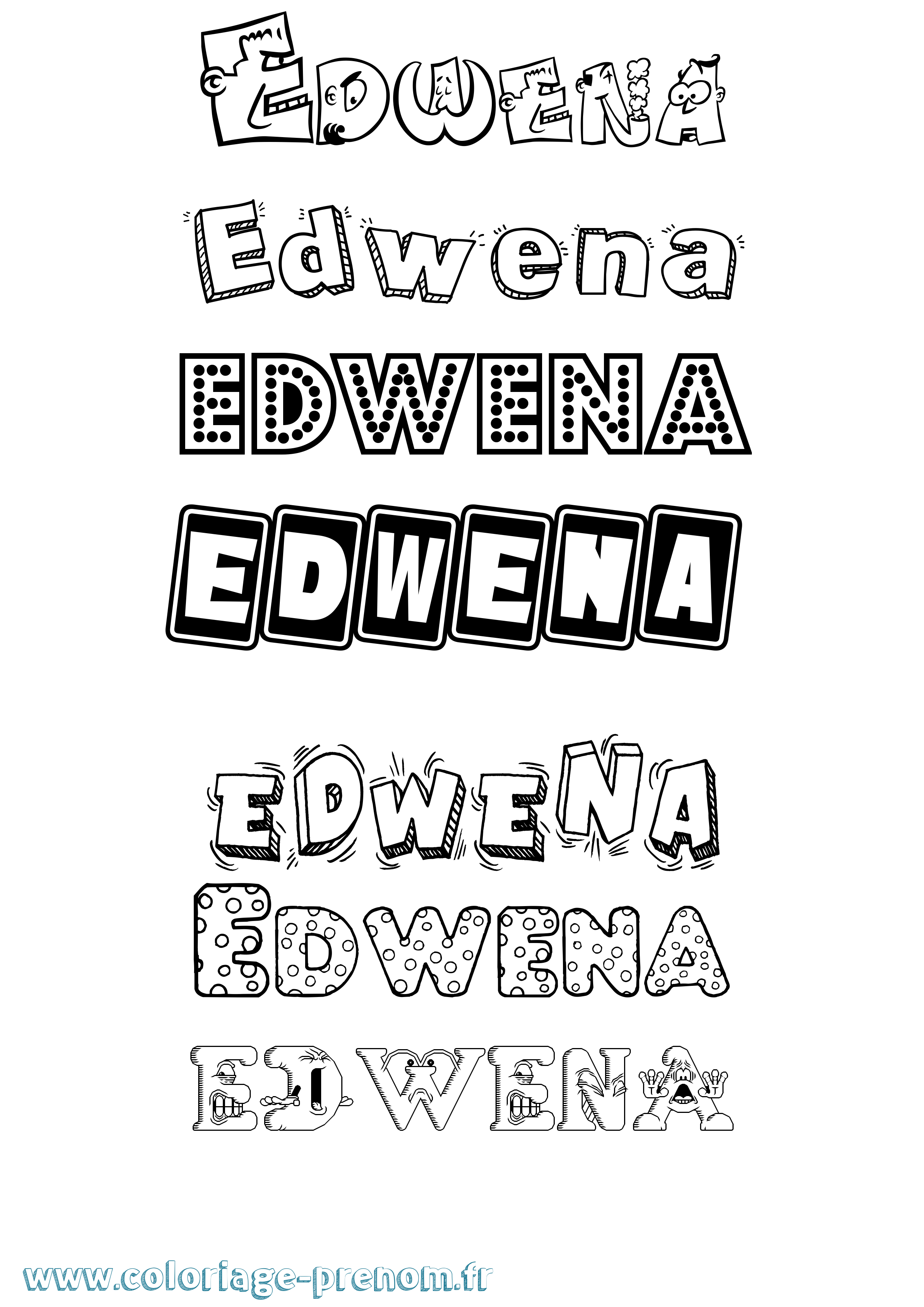 Coloriage Edwena Fun Coloriage prénom Edwena Fun