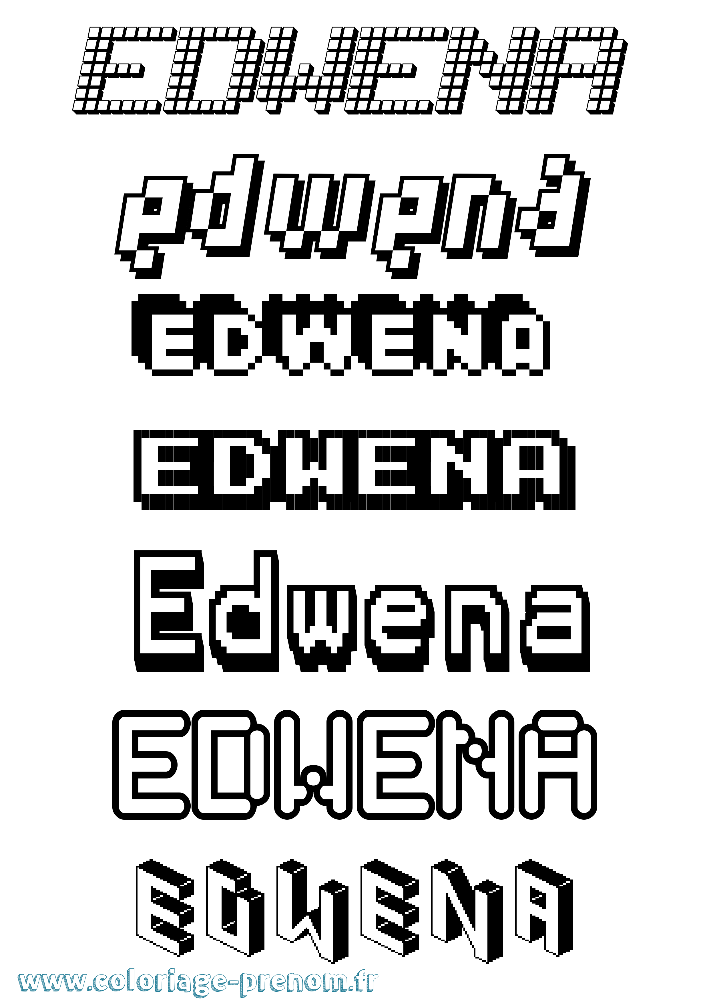 Coloriage Edwena Pixel Coloriage prénom Edwena Pixel
