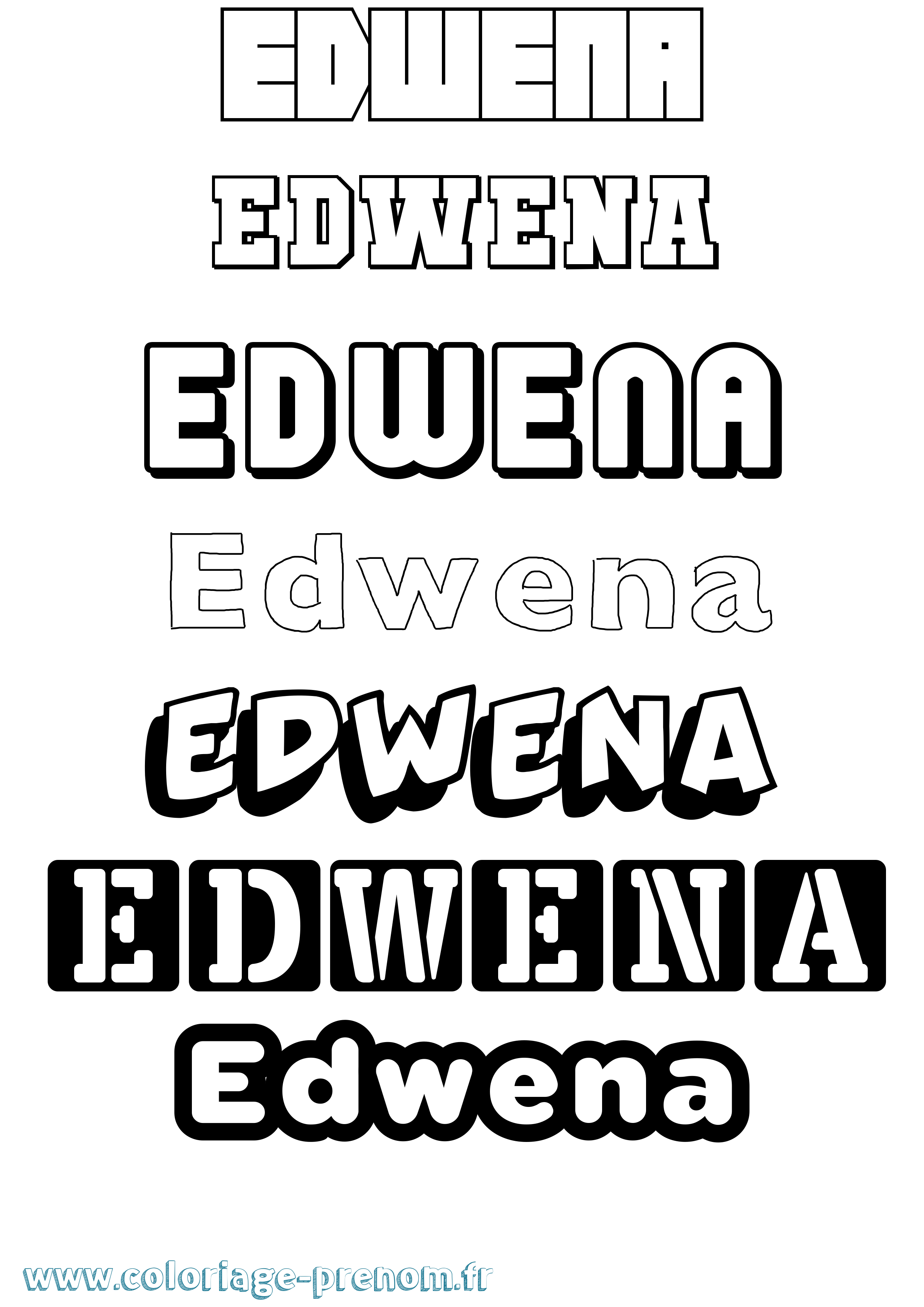 Coloriage Edwena Simple Coloriage prénom Edwena Simple