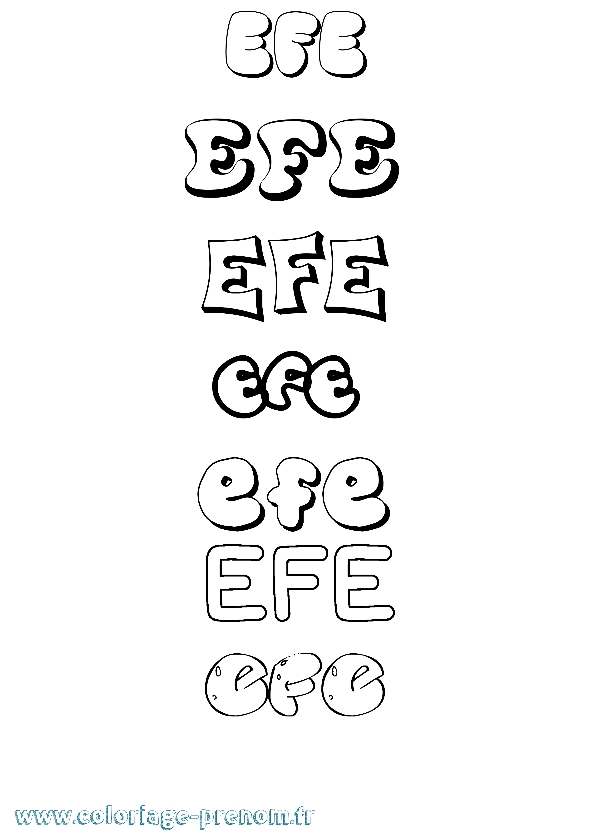Coloriage Efe Bubble Coloriage prénom Efe Bubble