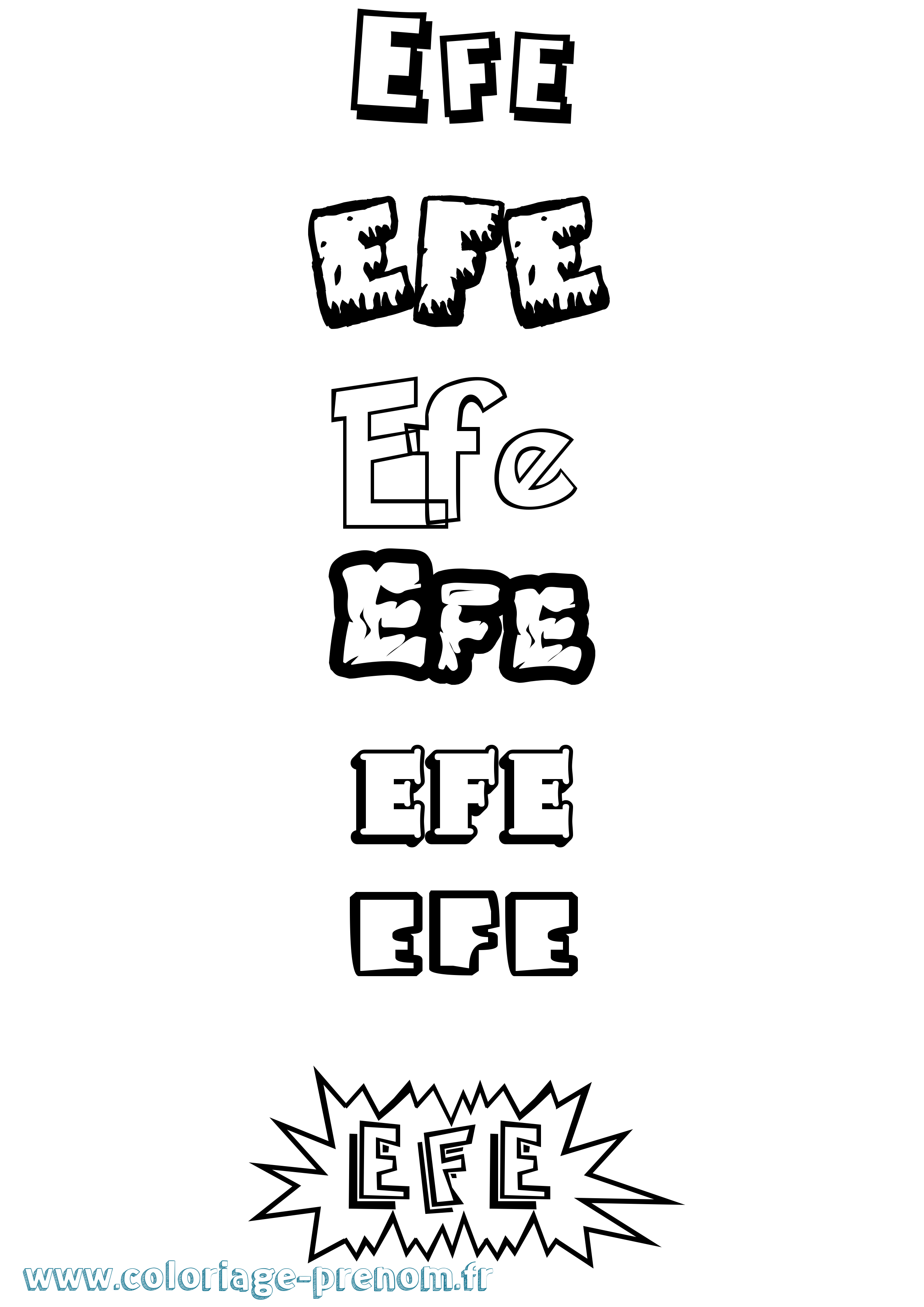 Coloriage Efe Dessin Animé Coloriage prénom Efe Dessin Animé