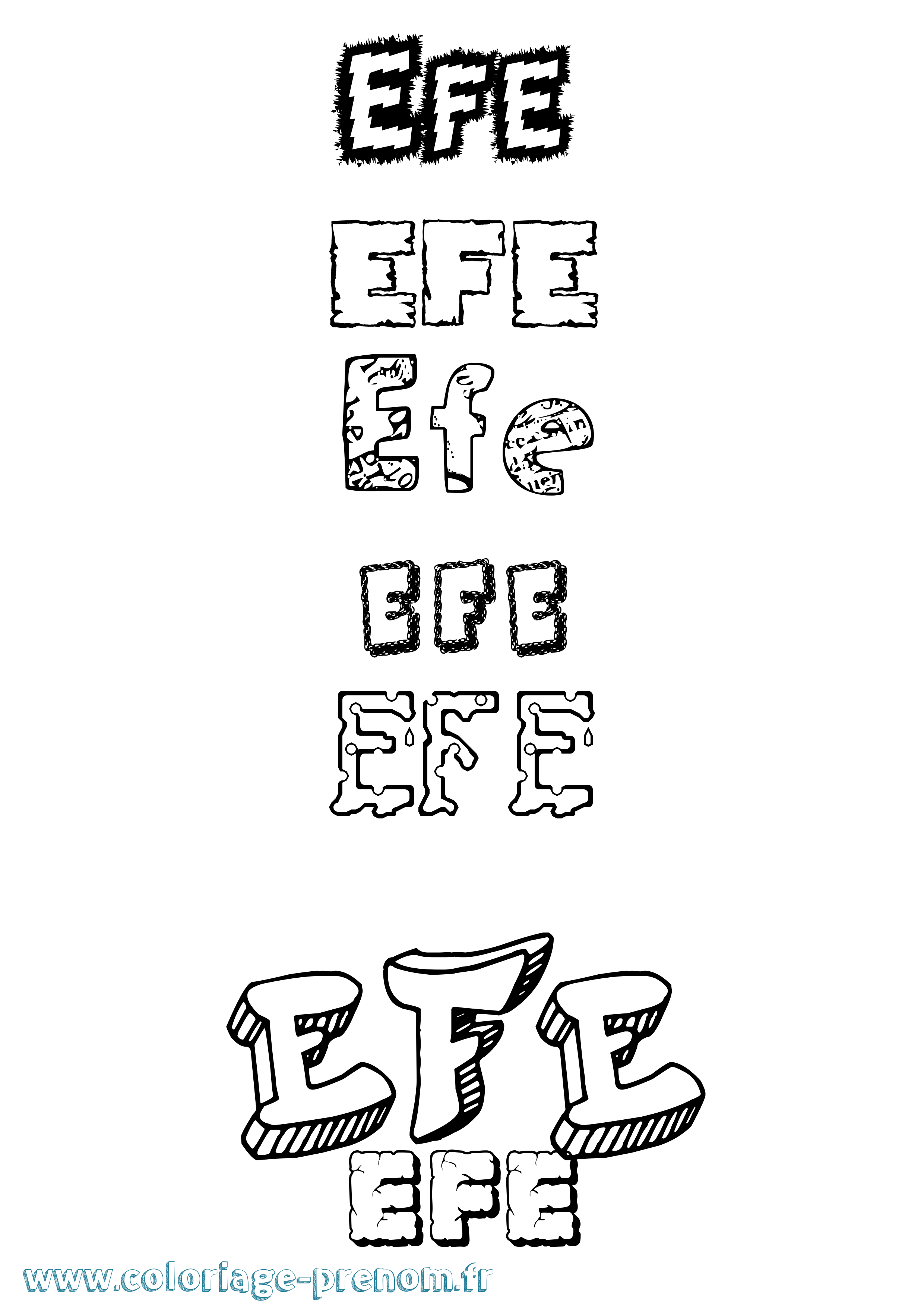 Coloriage Efe Destructuré Coloriage prénom Efe Destructuré