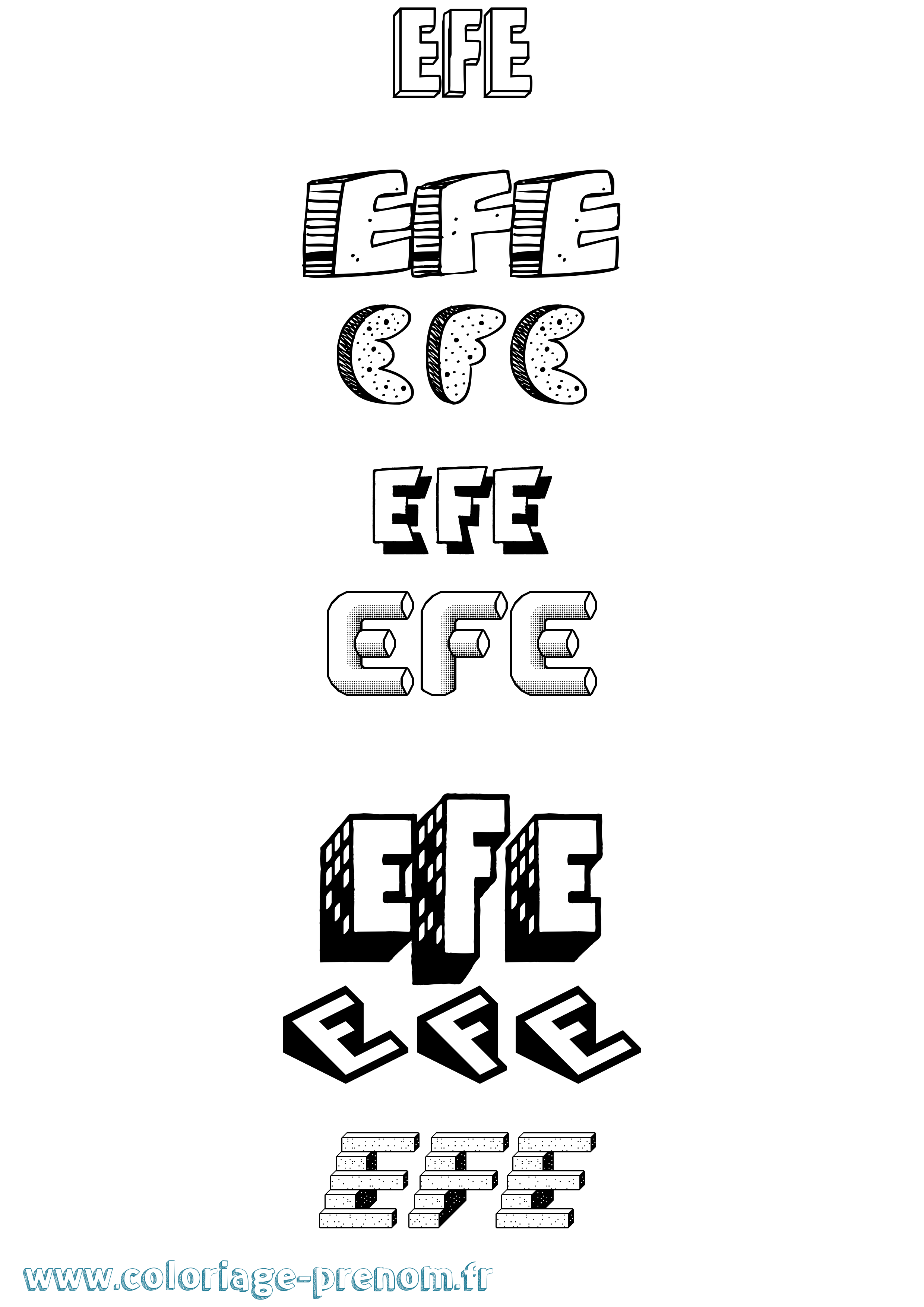 Coloriage Efe Effet 3D Coloriage prénom Efe Effet 3D