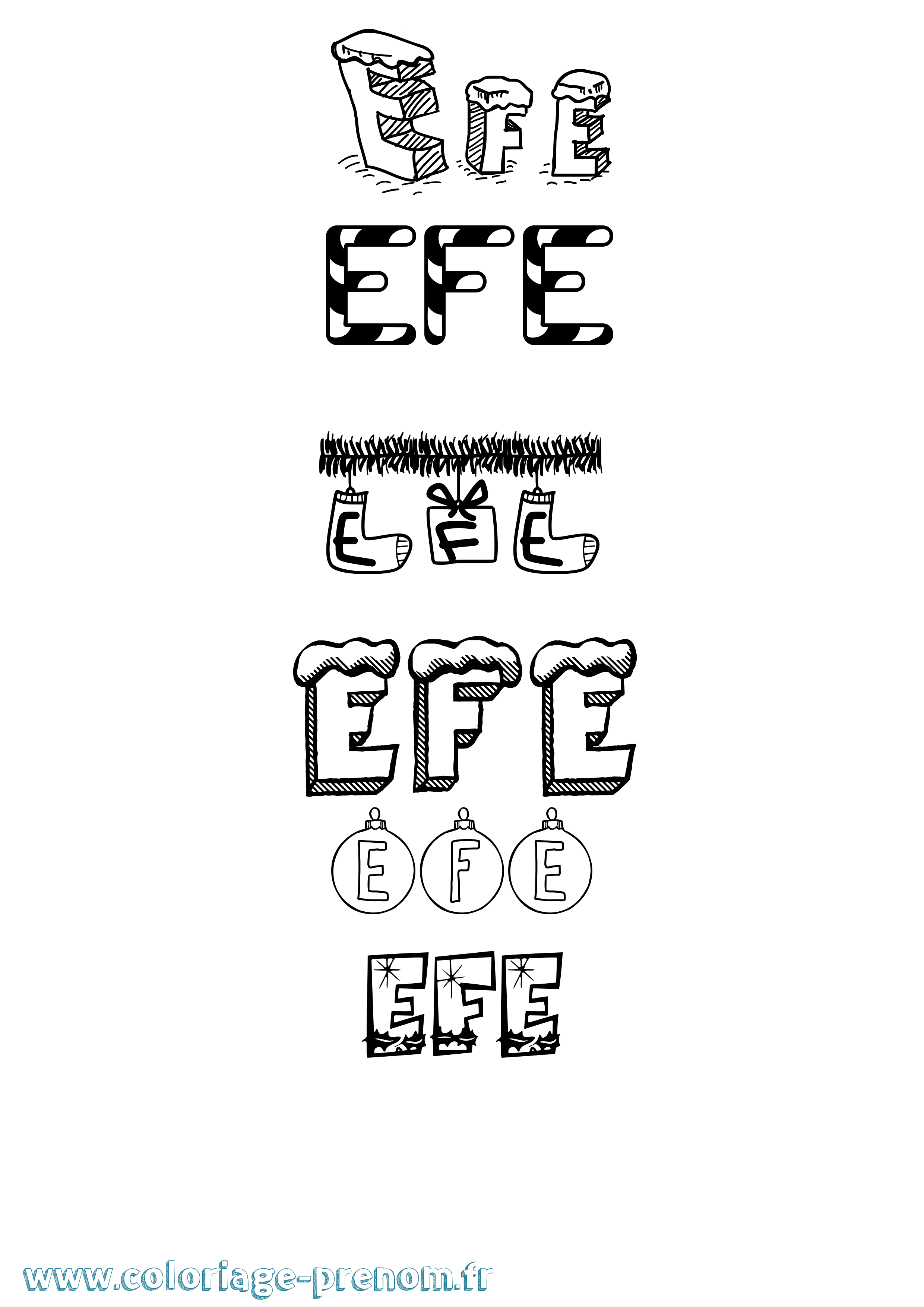 Coloriage Efe Noël Coloriage prénom Efe Noël