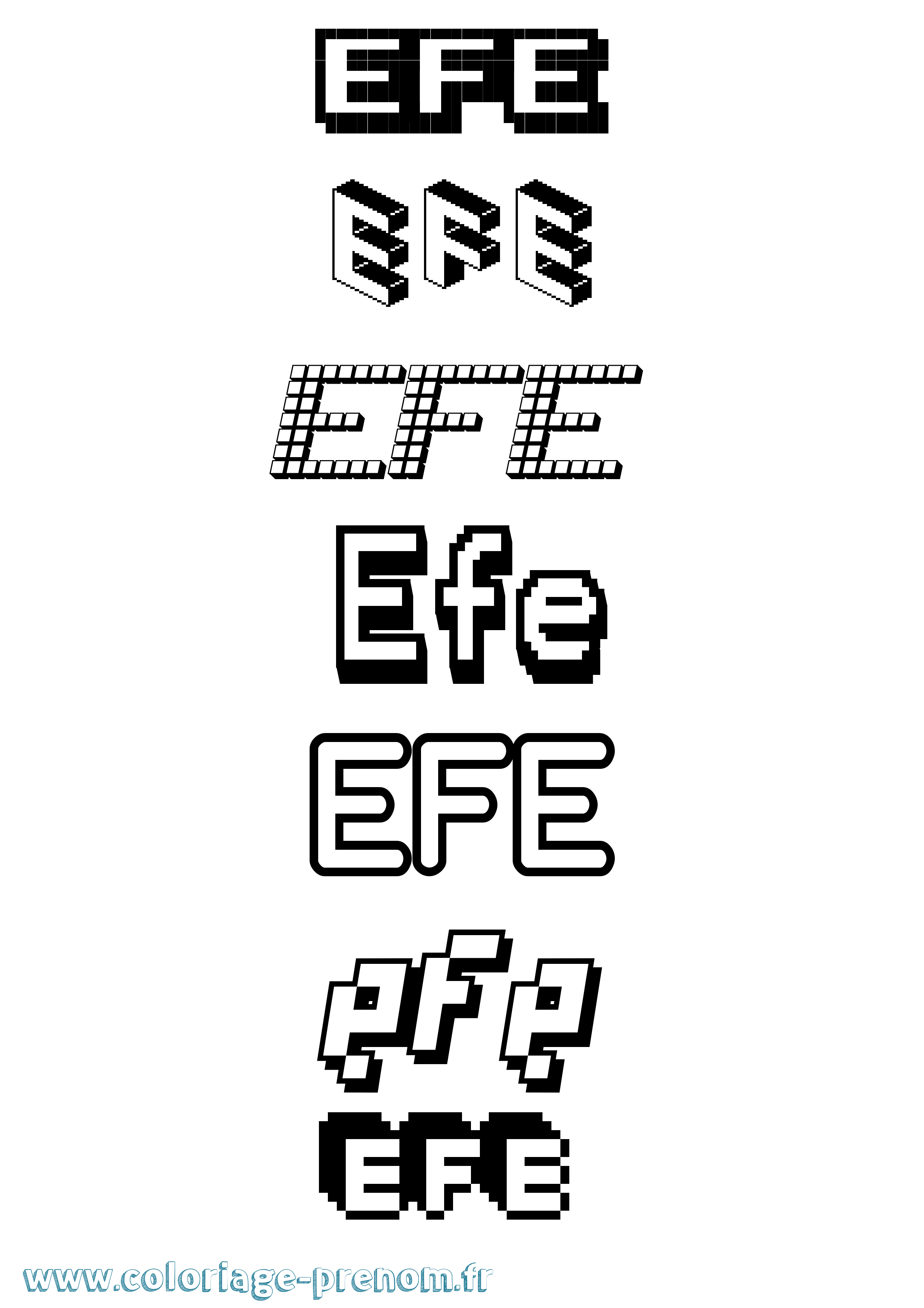Coloriage Efe Pixel Coloriage prénom Efe Pixel