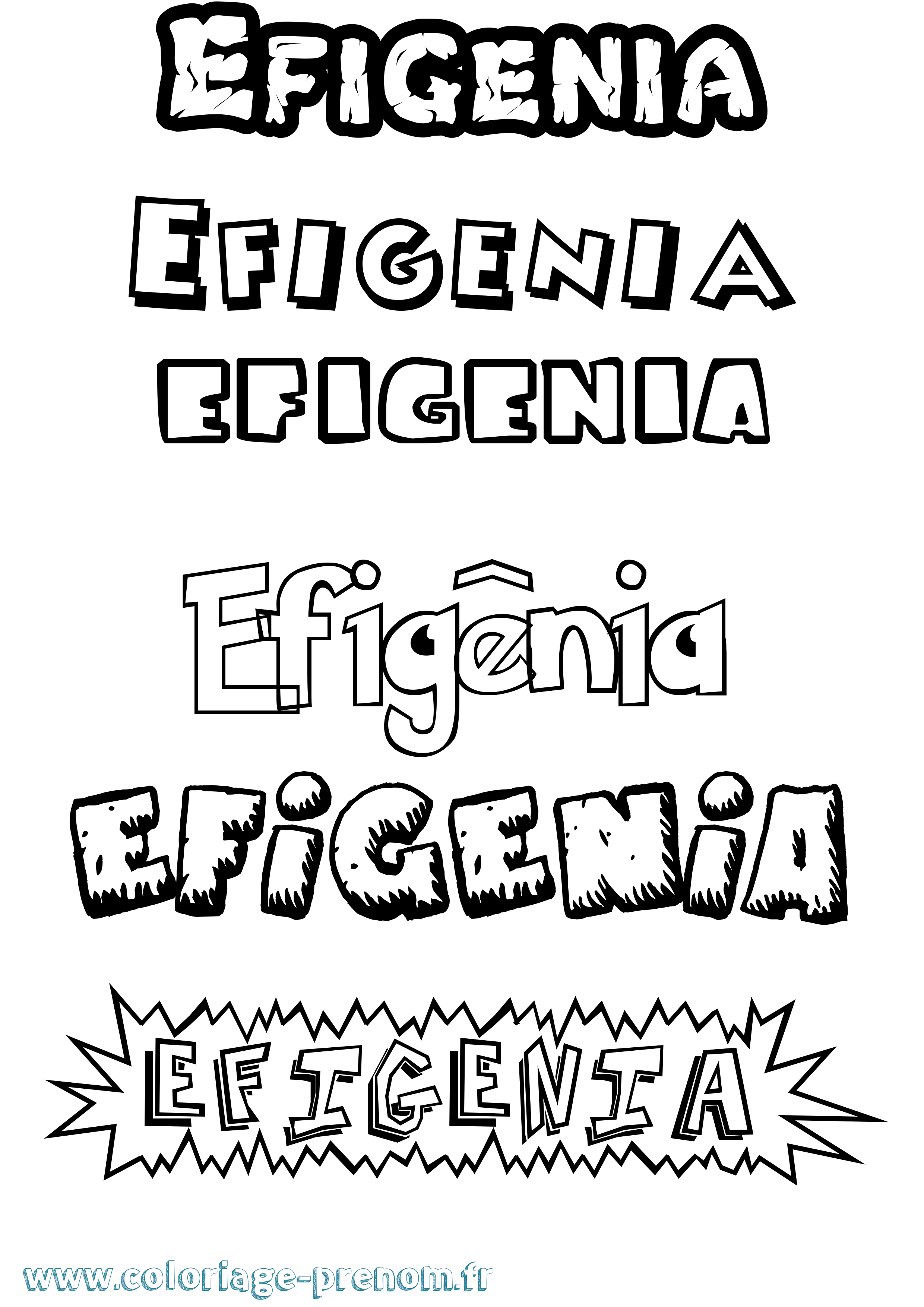 Coloriage Efigênia Dessin Animé Coloriage prénom Efigênia Dessin Animé