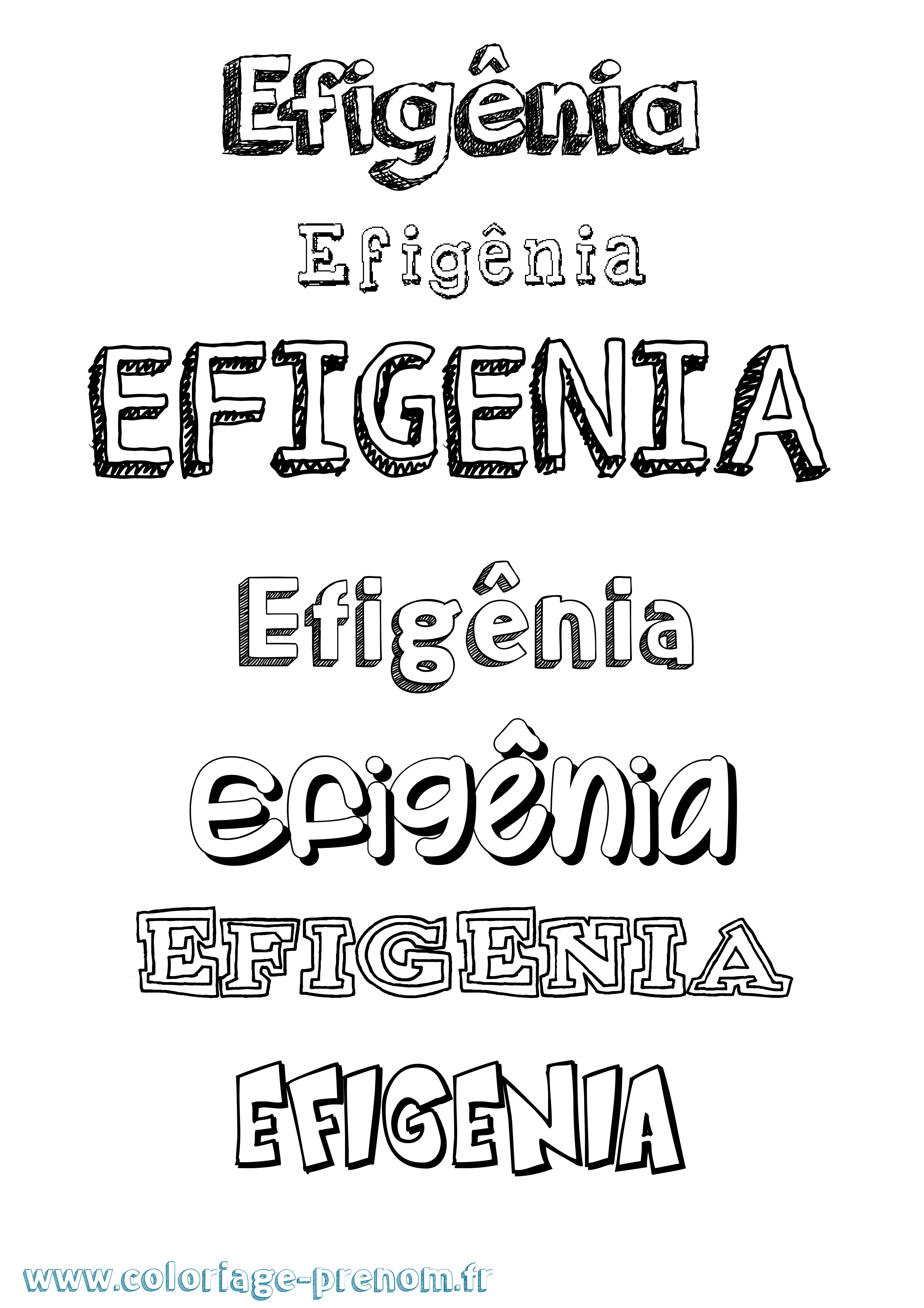 Coloriage Efigênia Dessiné Coloriage prénom Efigênia Dessiné