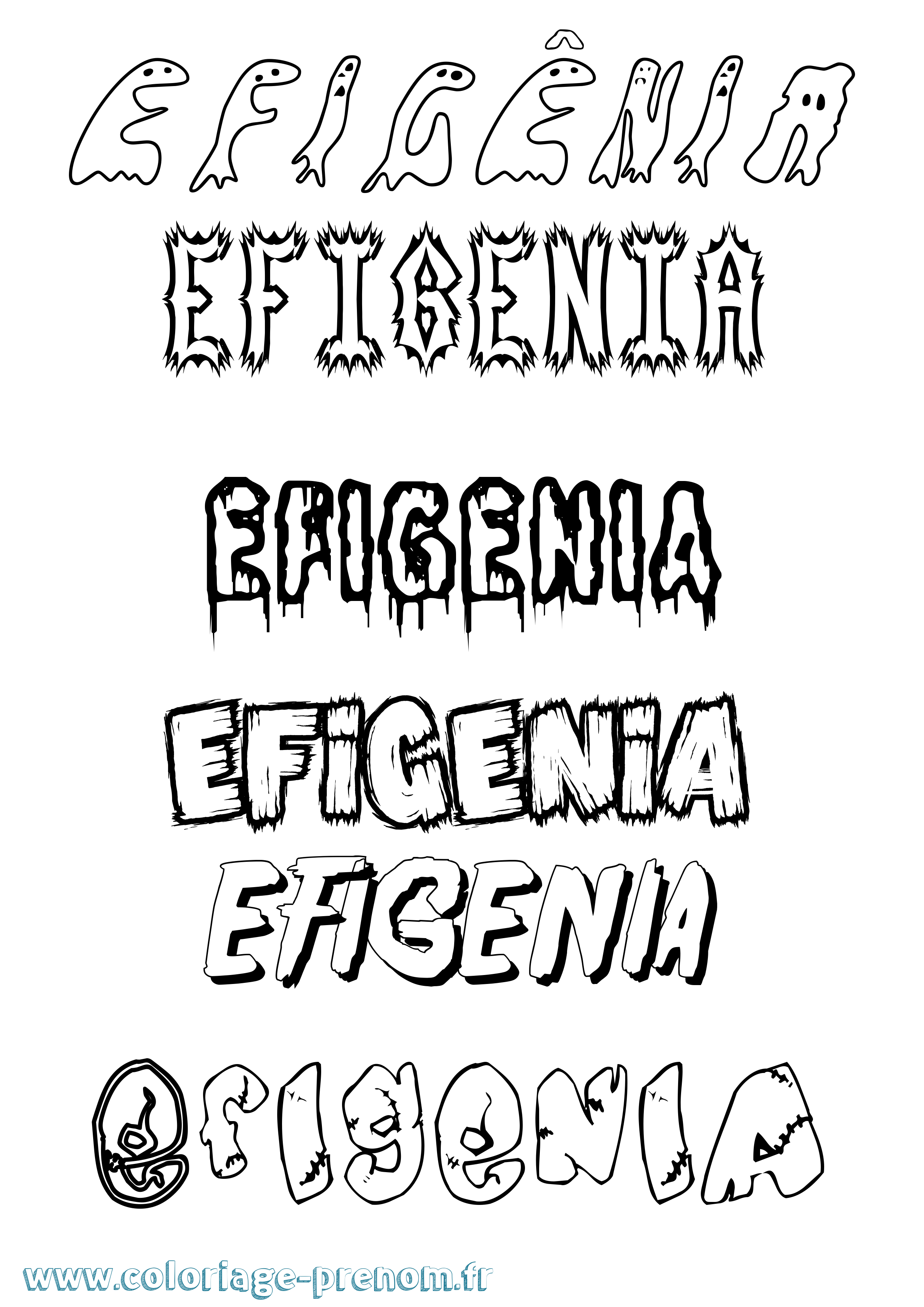 Coloriage Efigênia Frisson Coloriage prénom Efigênia Frisson