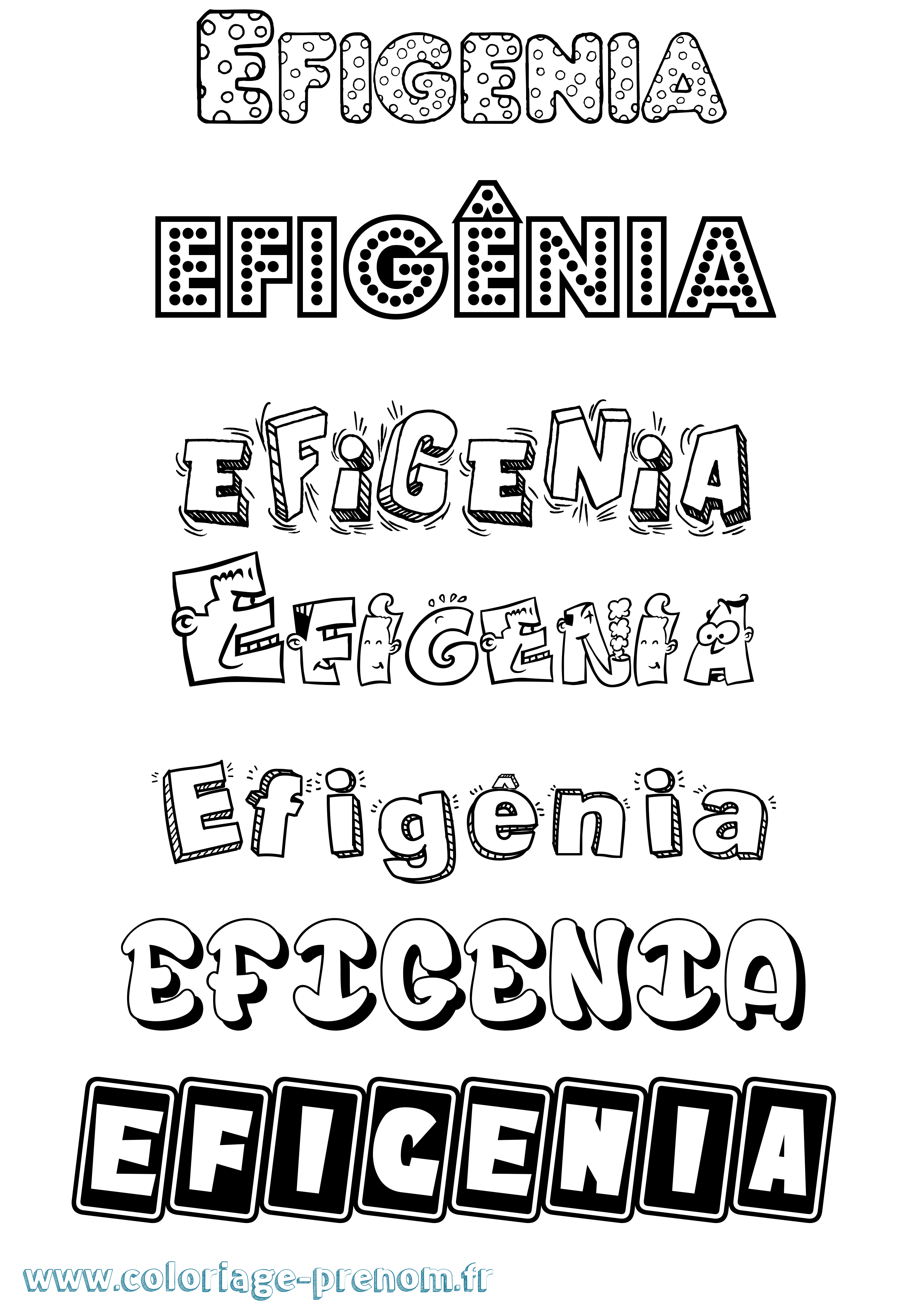 Coloriage Efigênia Fun Coloriage prénom Efigênia Fun