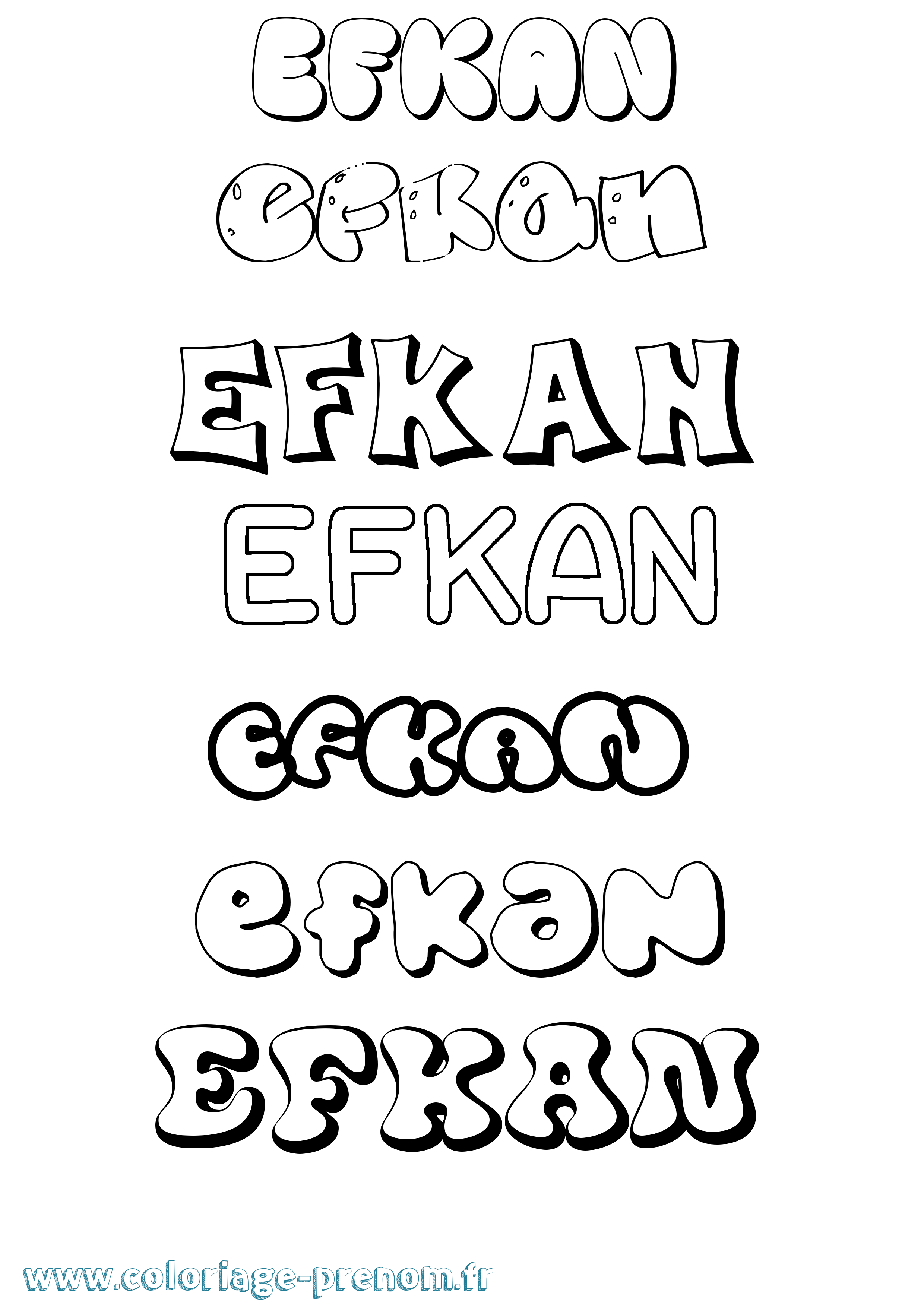Coloriage Efkan Bubble Coloriage prénom Efkan Bubble