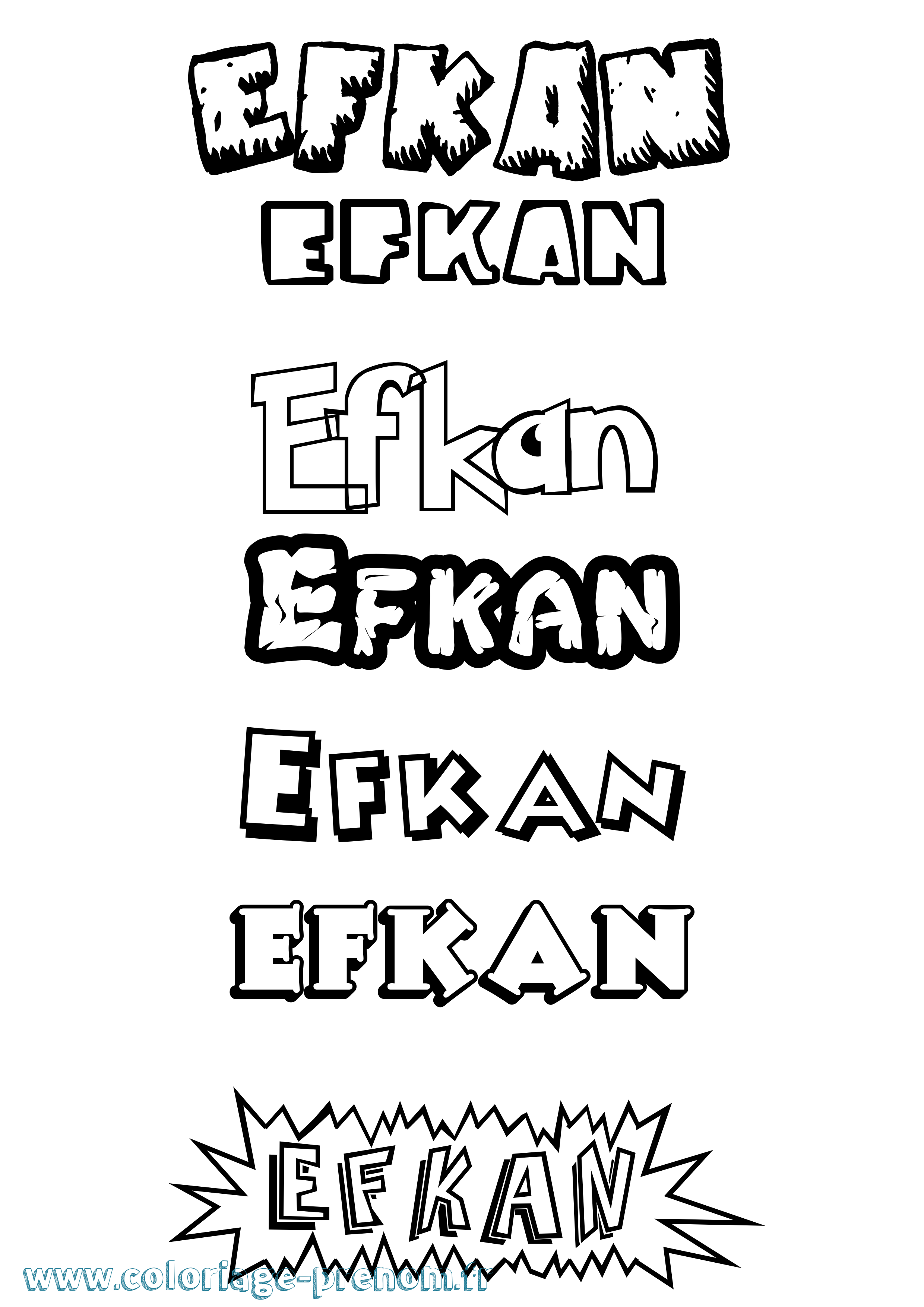 Coloriage Efkan Dessin Animé Coloriage prénom Efkan Dessin Animé