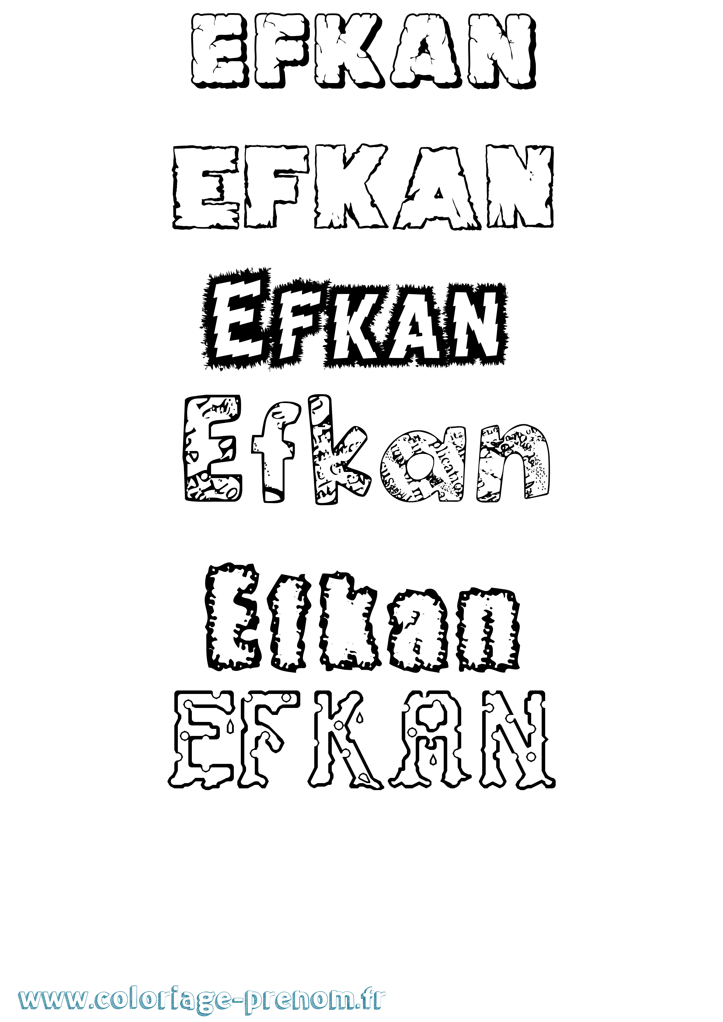 Coloriage Efkan Destructuré Coloriage prénom Efkan Destructuré