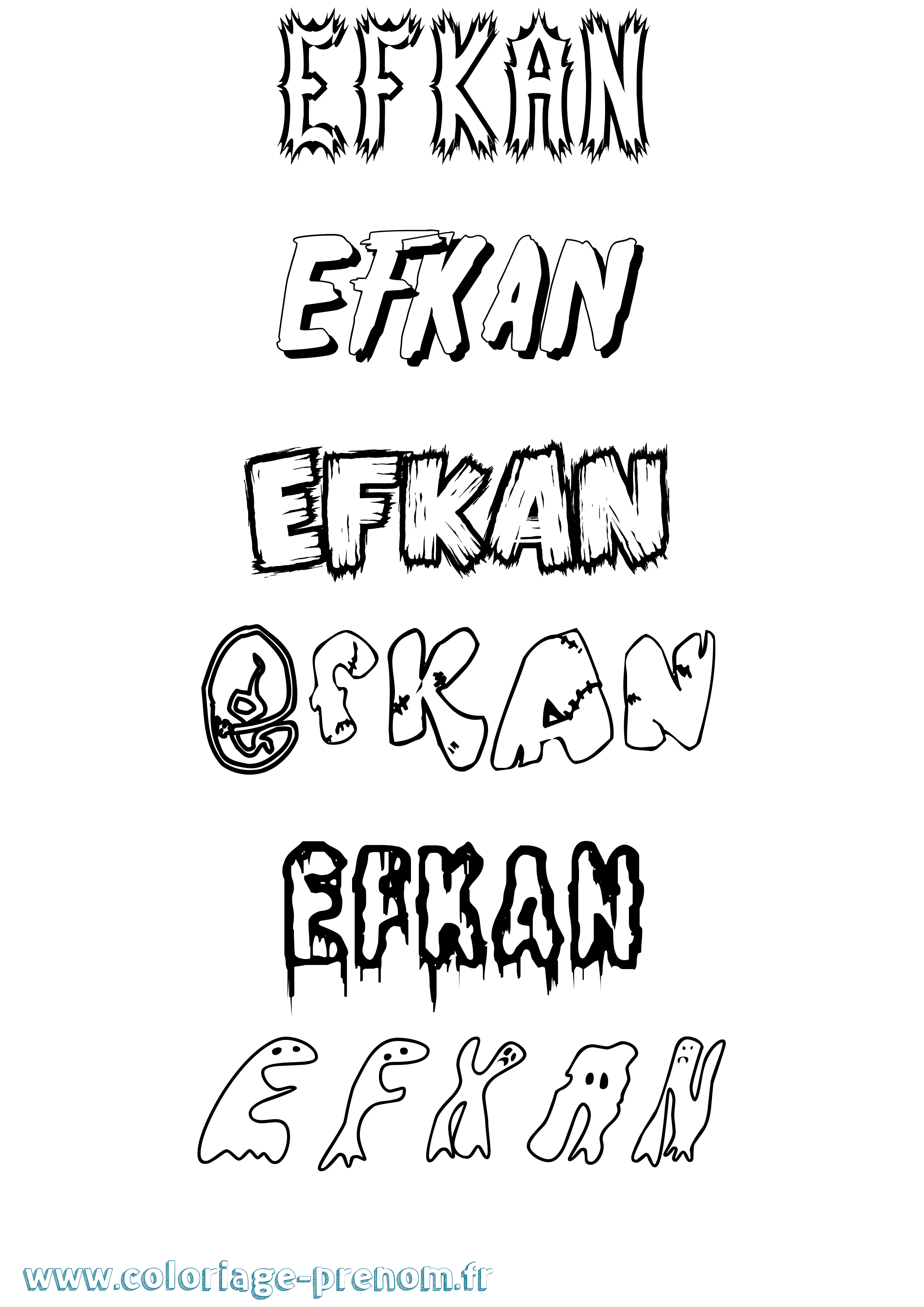 Coloriage Efkan Frisson Coloriage prénom Efkan Frisson