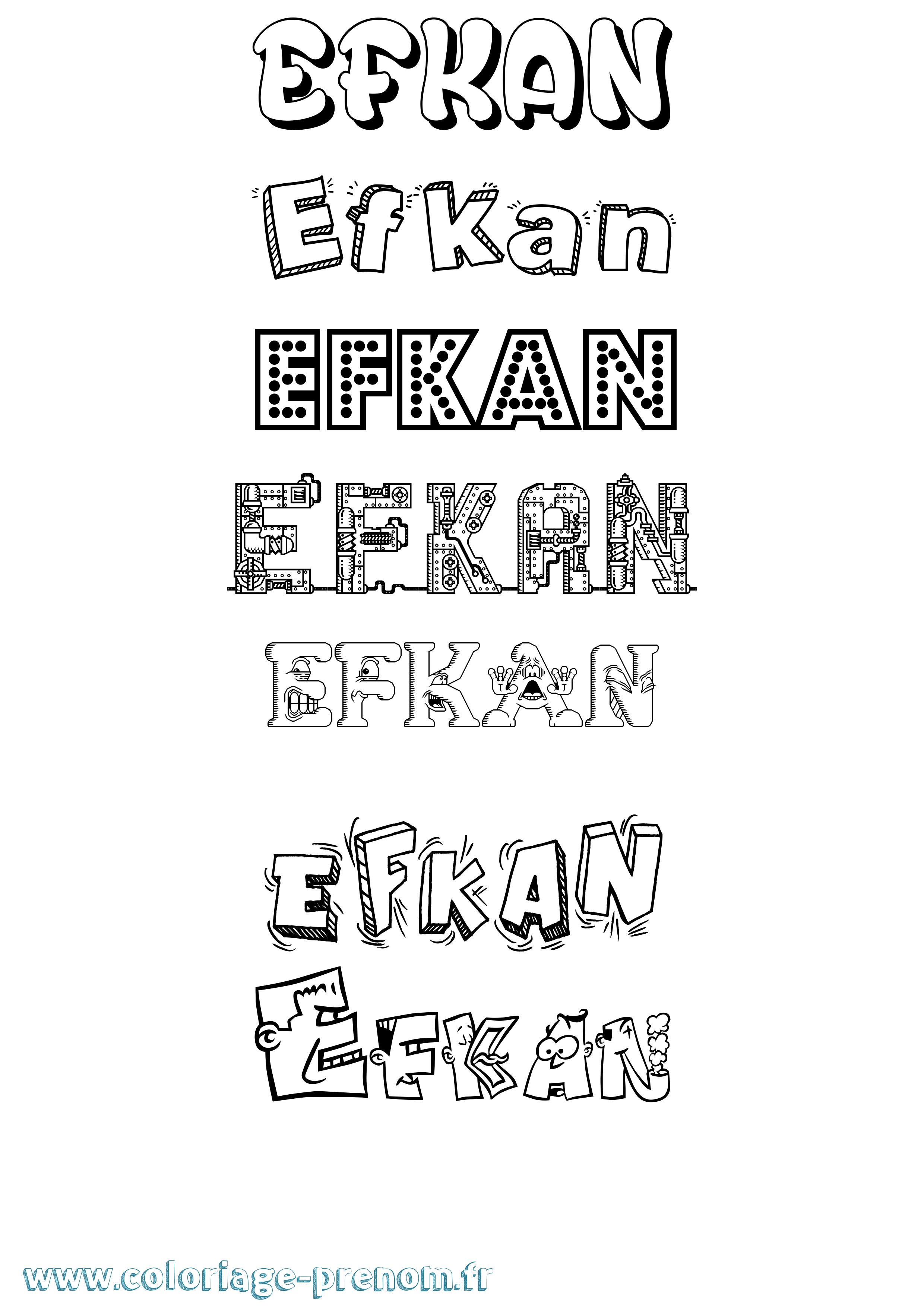 Coloriage Efkan Fun Coloriage prénom Efkan Fun