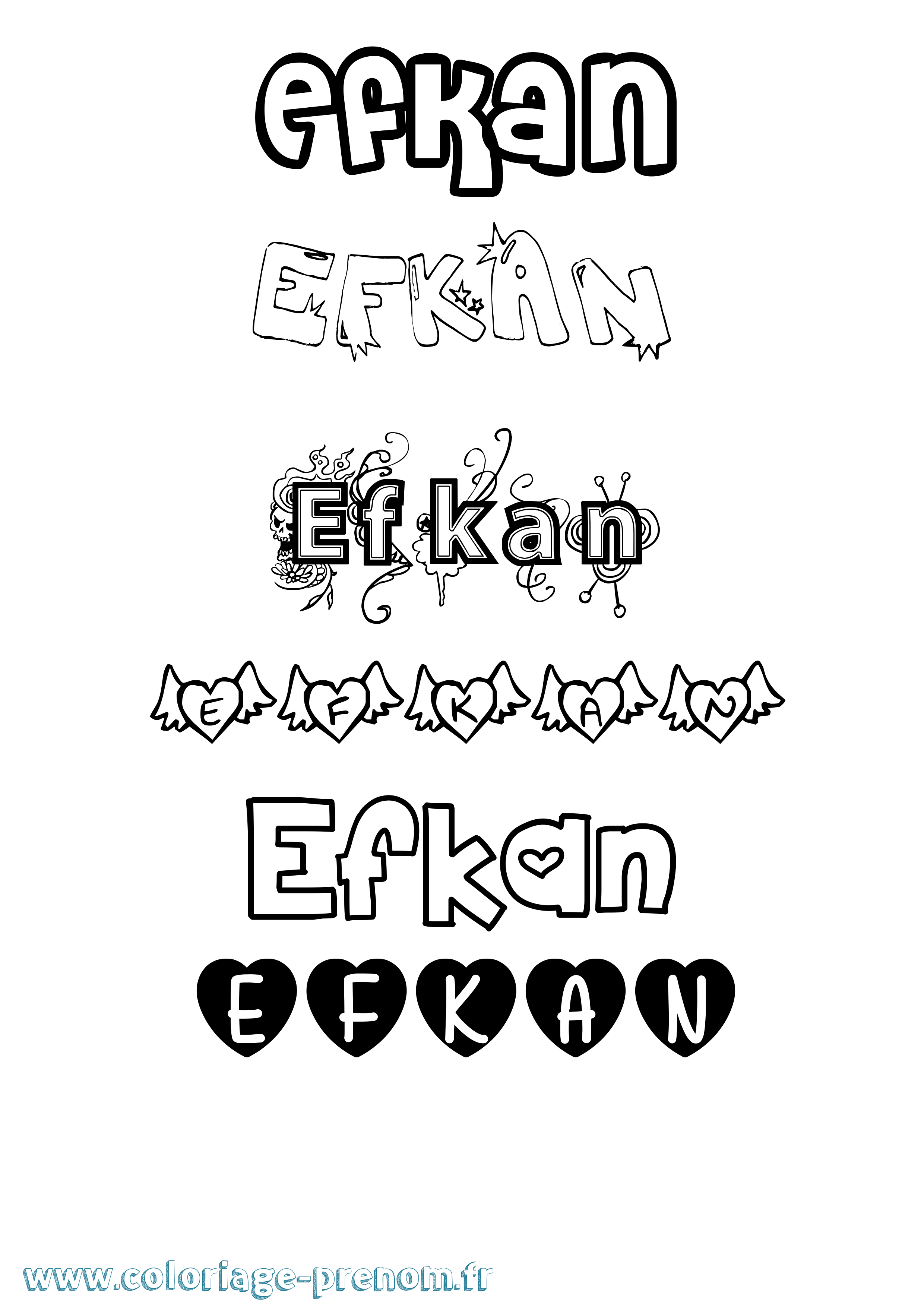 Coloriage Efkan Girly Coloriage prénom Efkan Girly