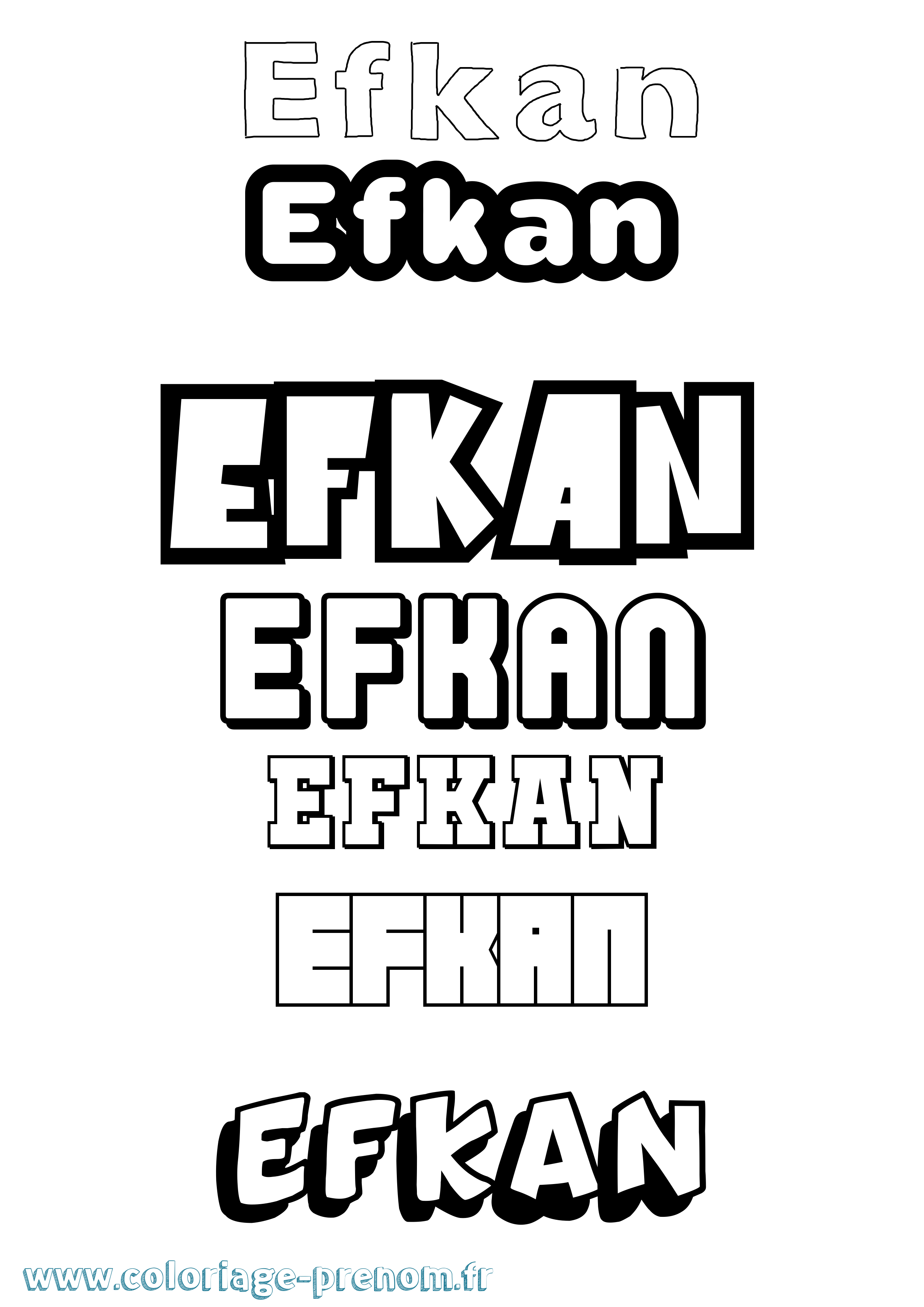 Coloriage Efkan Simple Coloriage prénom Efkan Simple