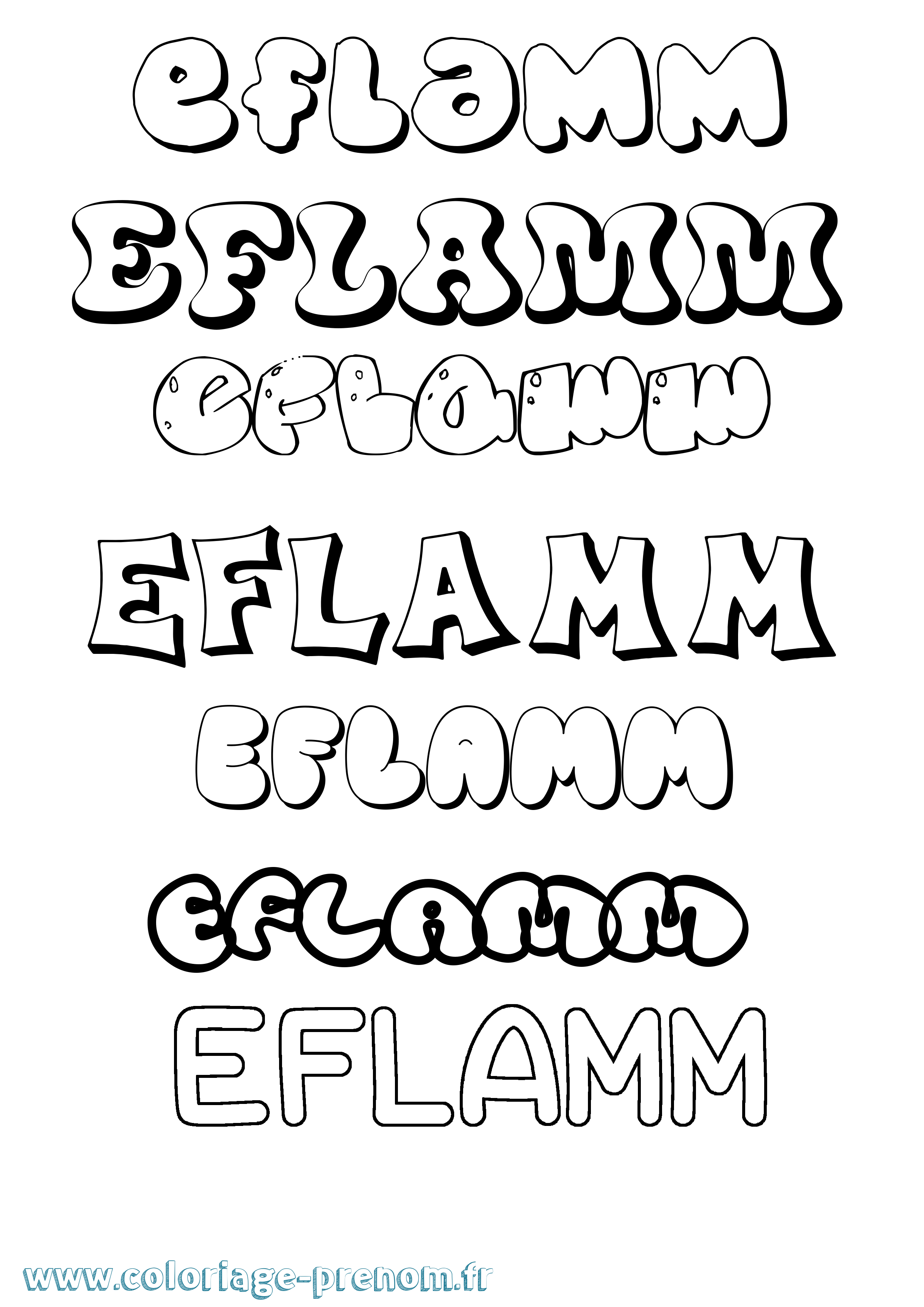 Coloriage Eflamm Bubble Coloriage prénom Eflamm Bubble