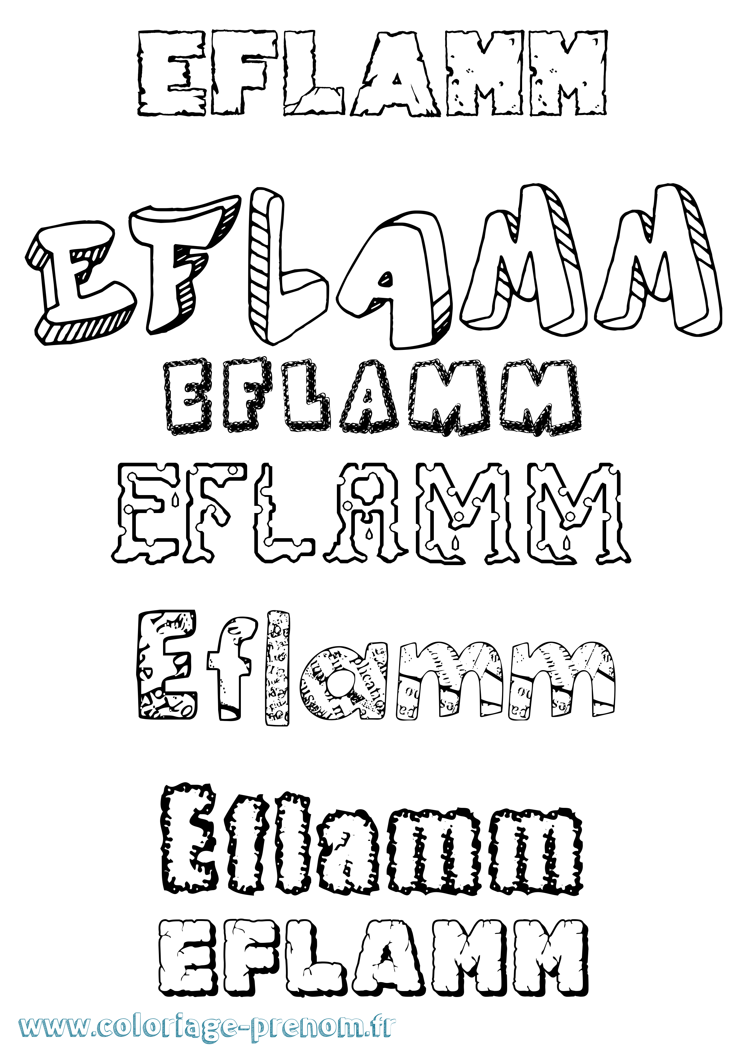 Coloriage Eflamm Destructuré Coloriage prénom Eflamm Destructuré
