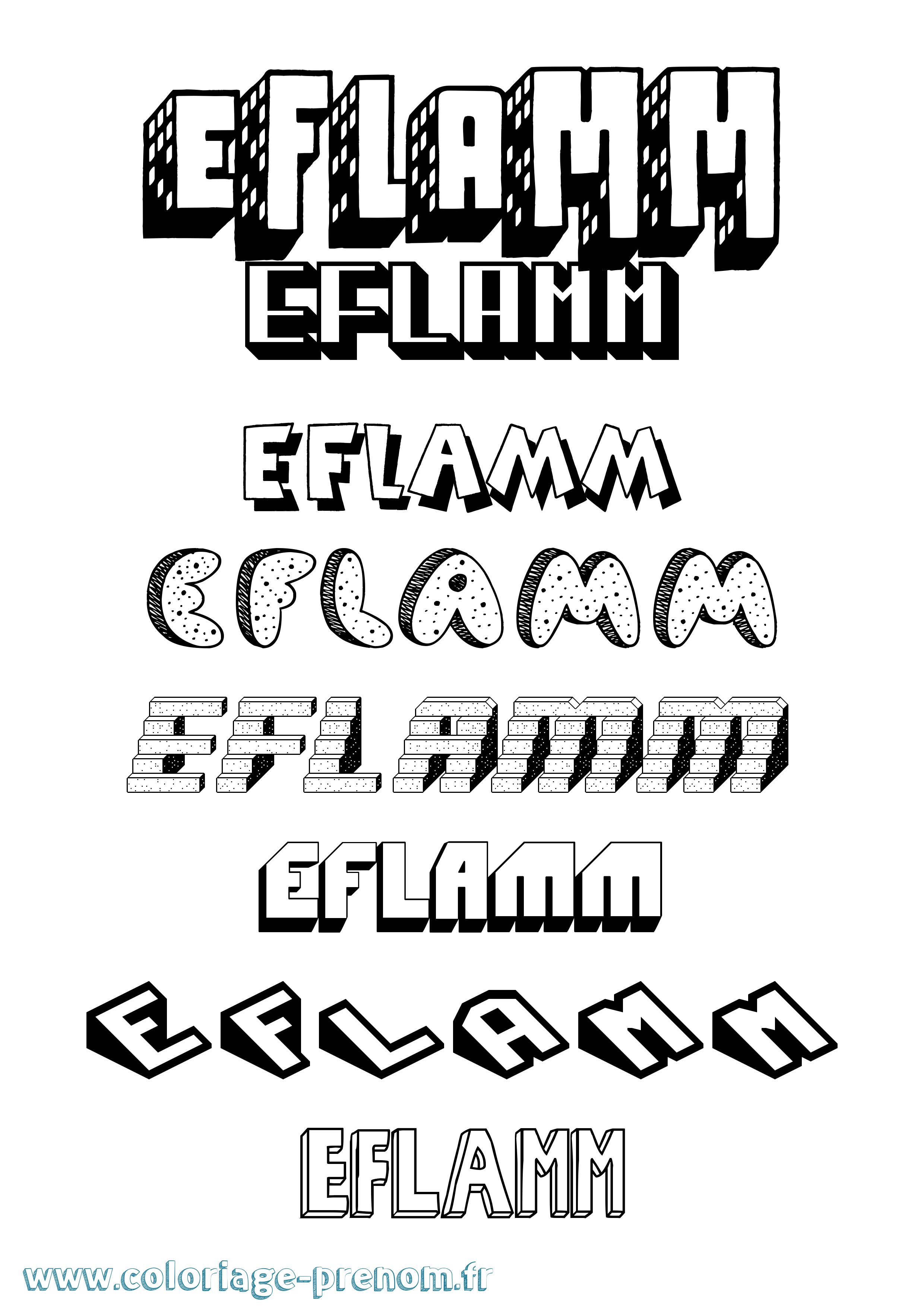 Coloriage Eflamm Effet 3D Coloriage prénom Eflamm Effet 3D