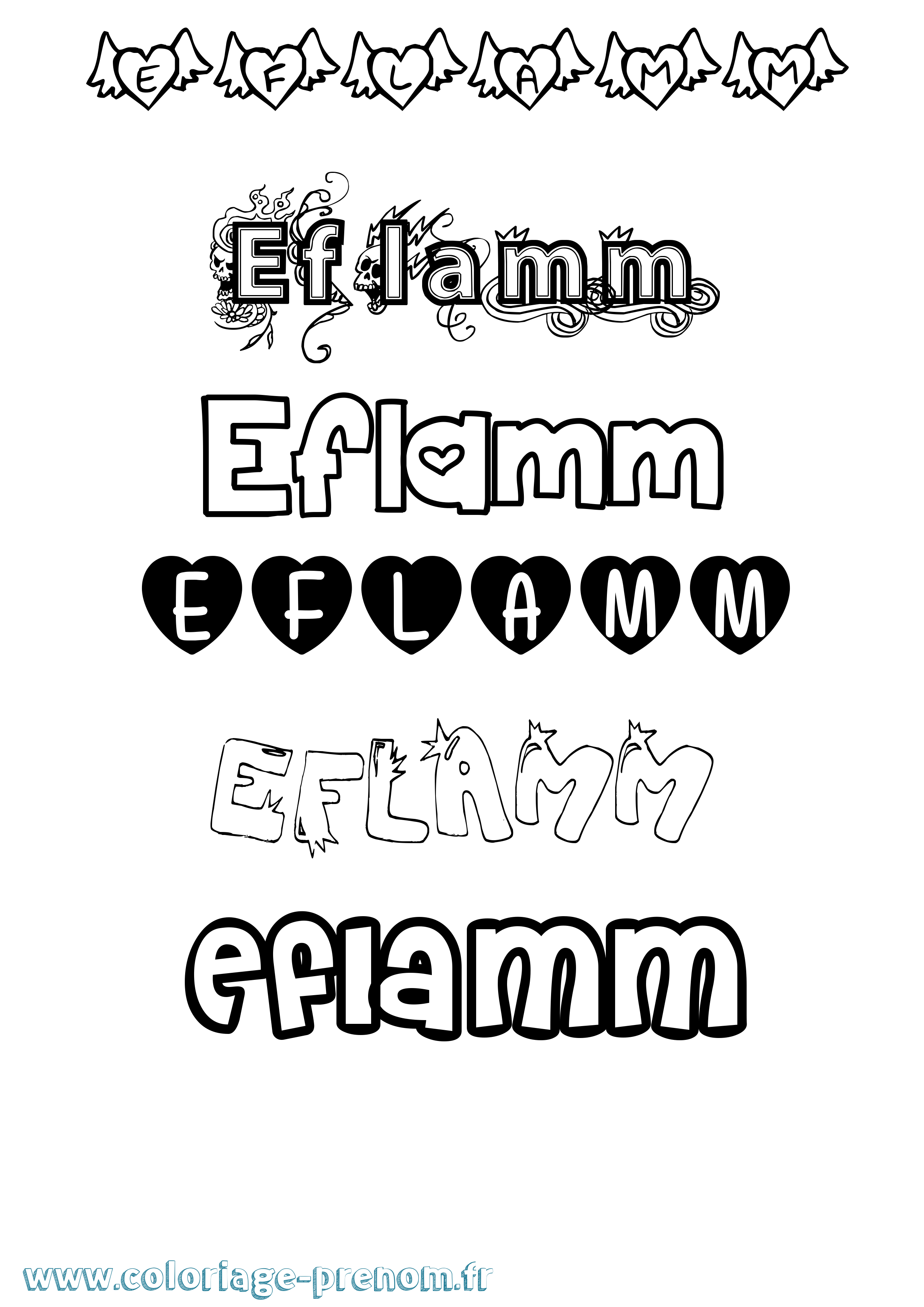 Coloriage Eflamm Girly Coloriage prénom Eflamm Girly