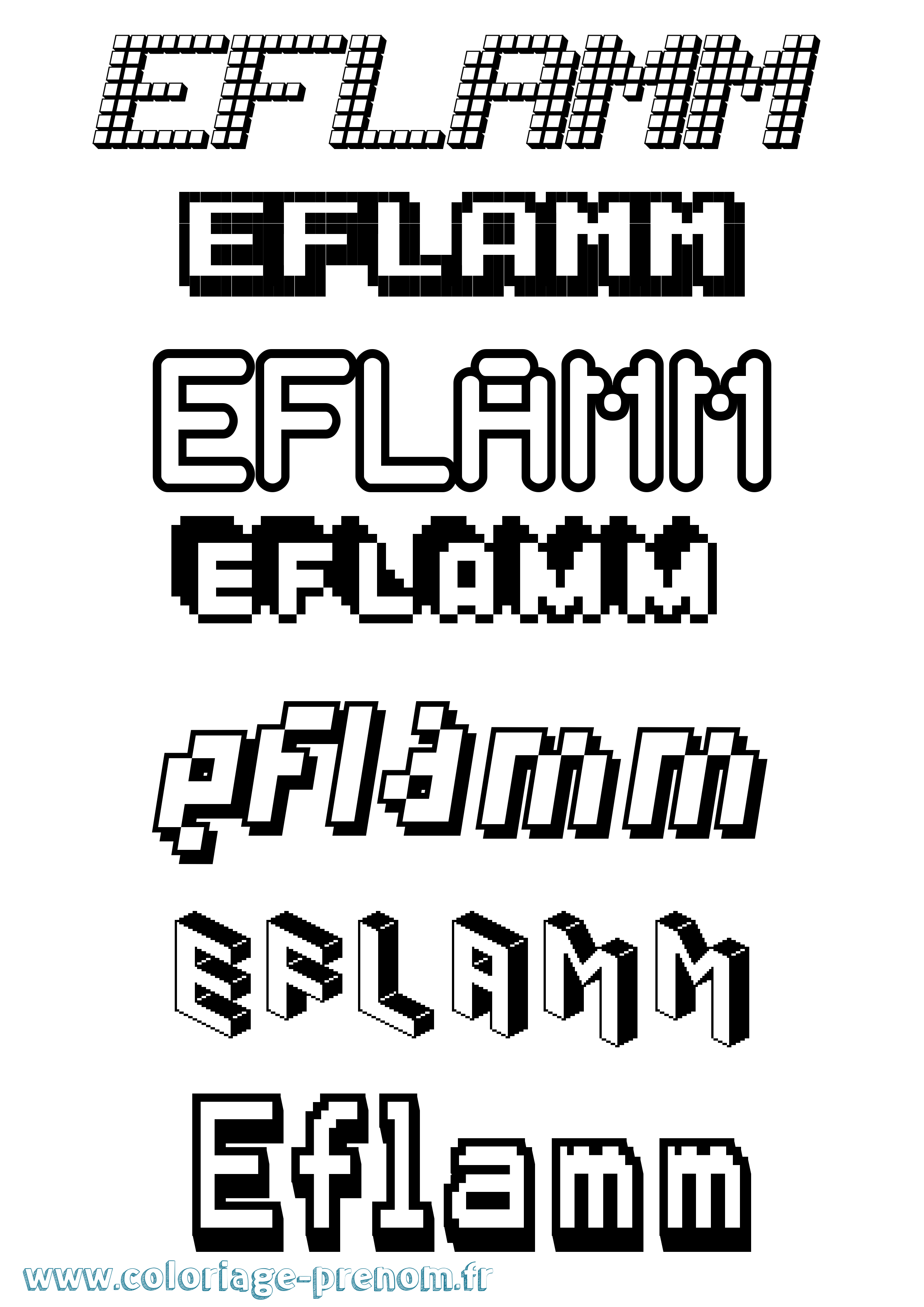 Coloriage Eflamm Pixel Coloriage prénom Eflamm Pixel