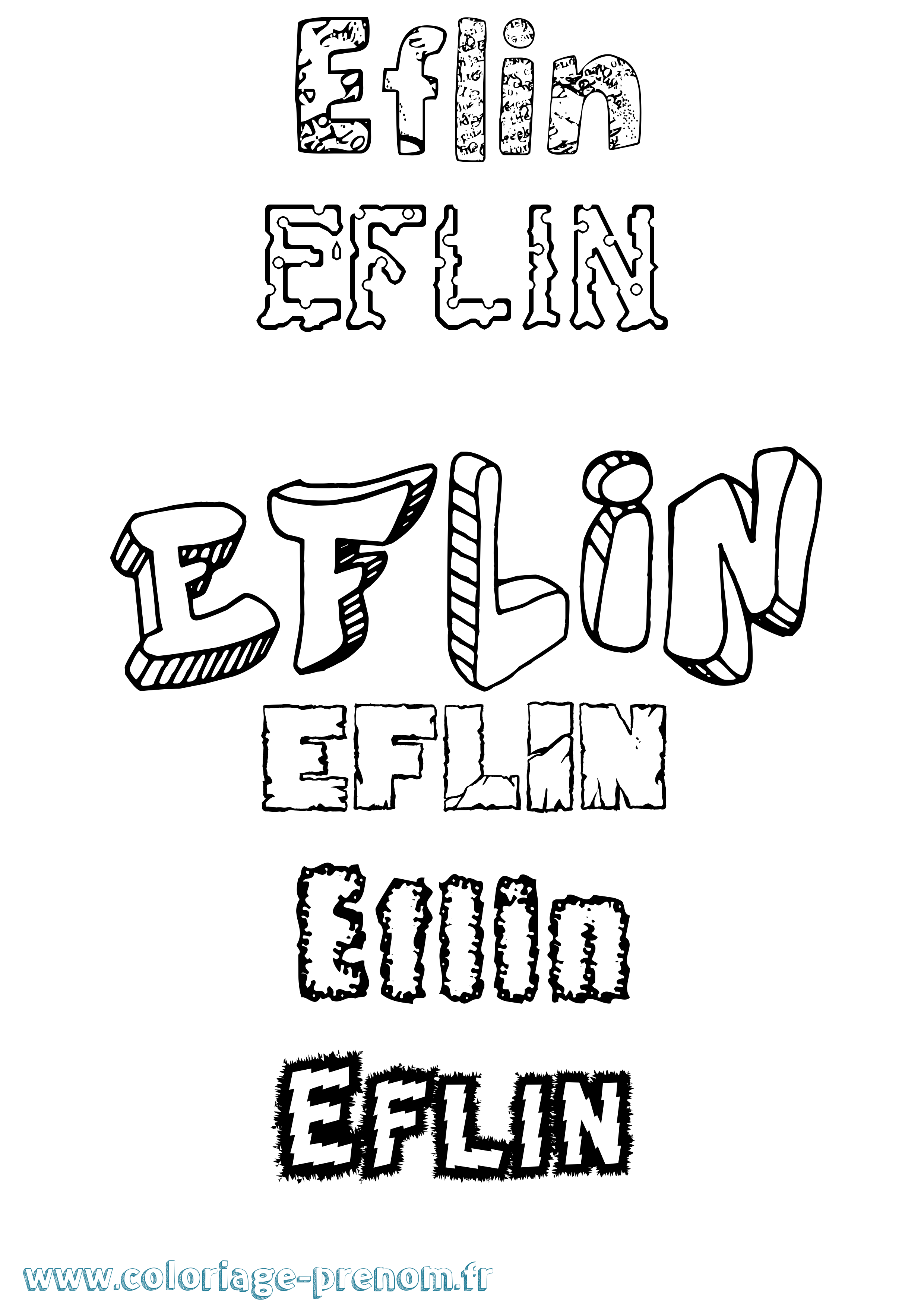 Coloriage Eflin Destructuré Coloriage prénom Eflin Destructuré