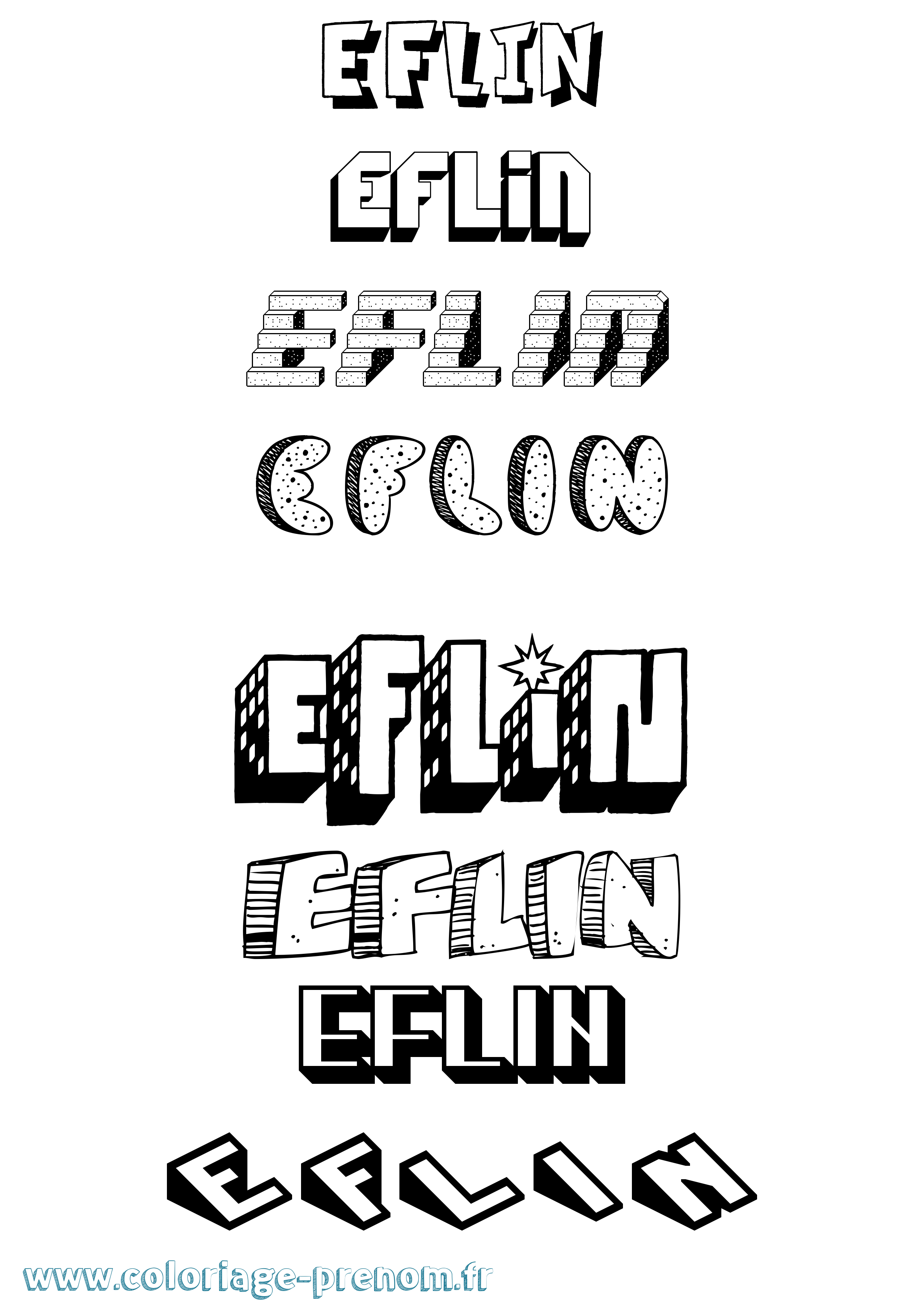 Coloriage Eflin Effet 3D Coloriage prénom Eflin Effet 3D