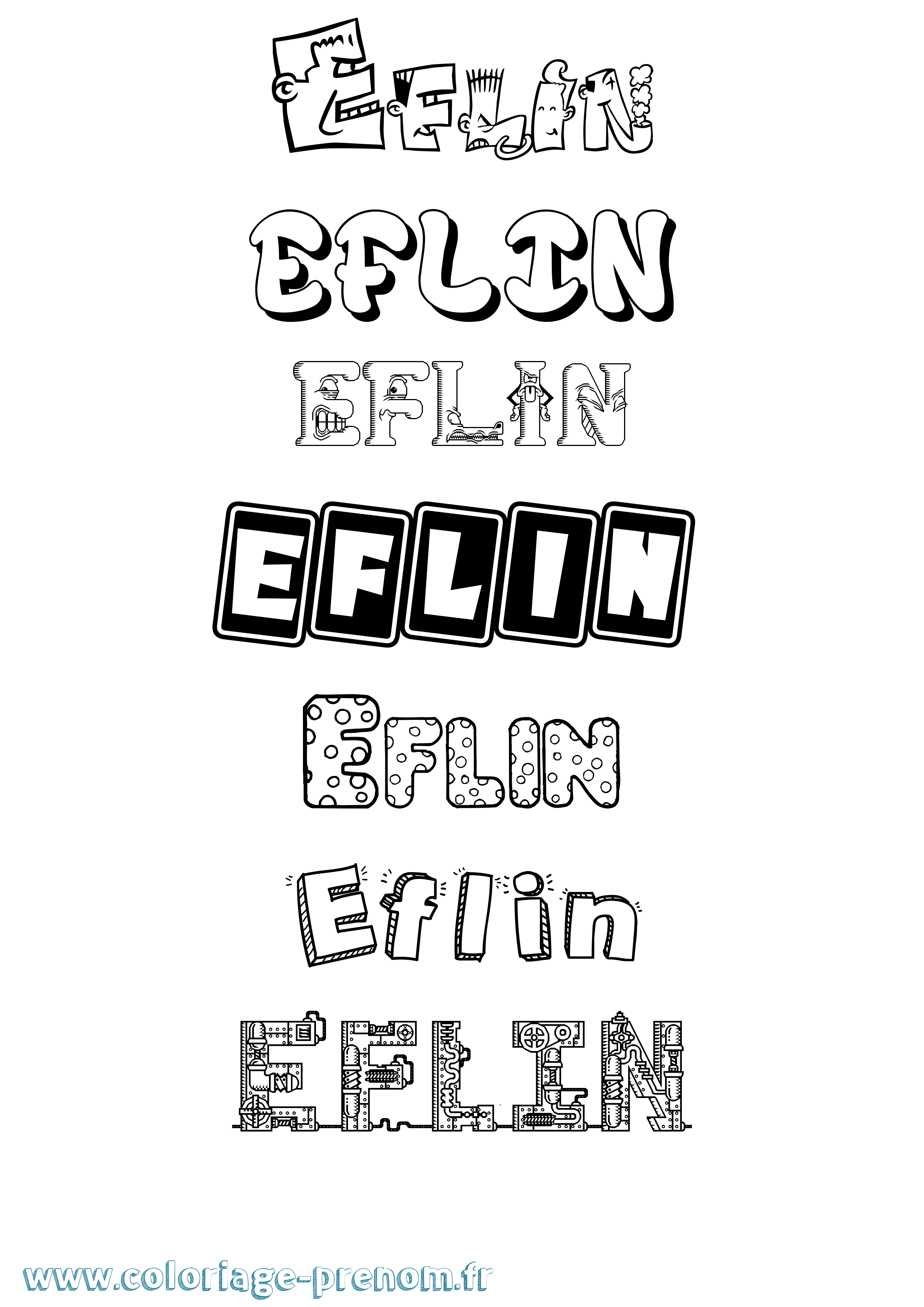 Coloriage Eflin Fun Coloriage prénom Eflin Fun