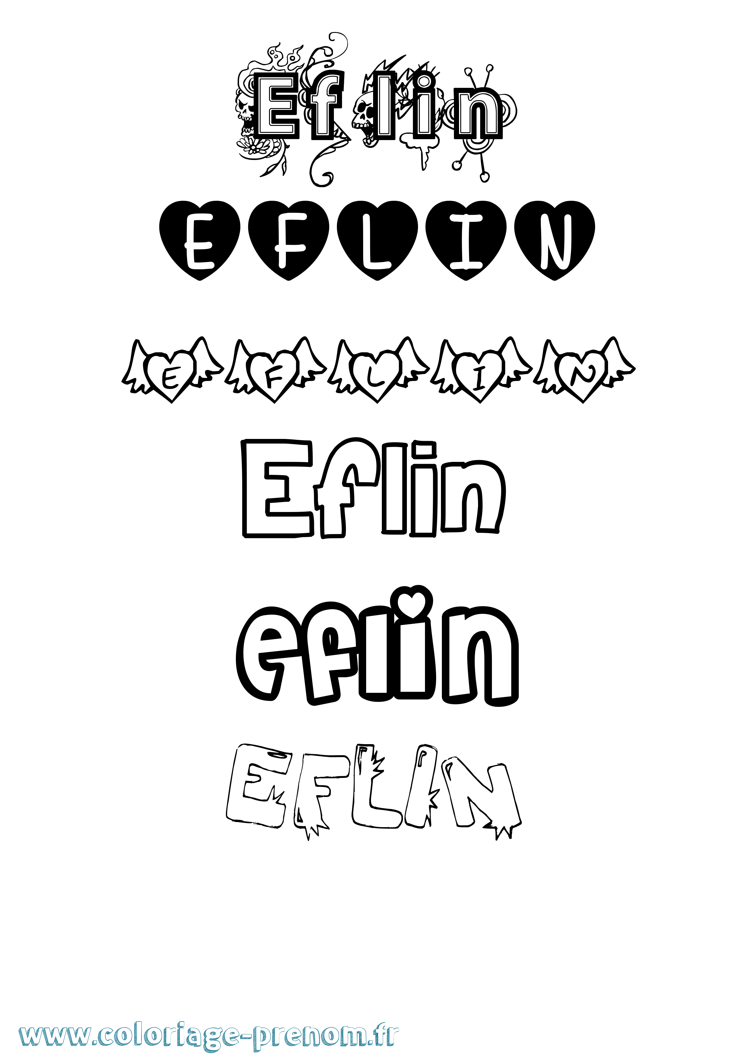 Coloriage Eflin Girly Coloriage prénom Eflin Girly