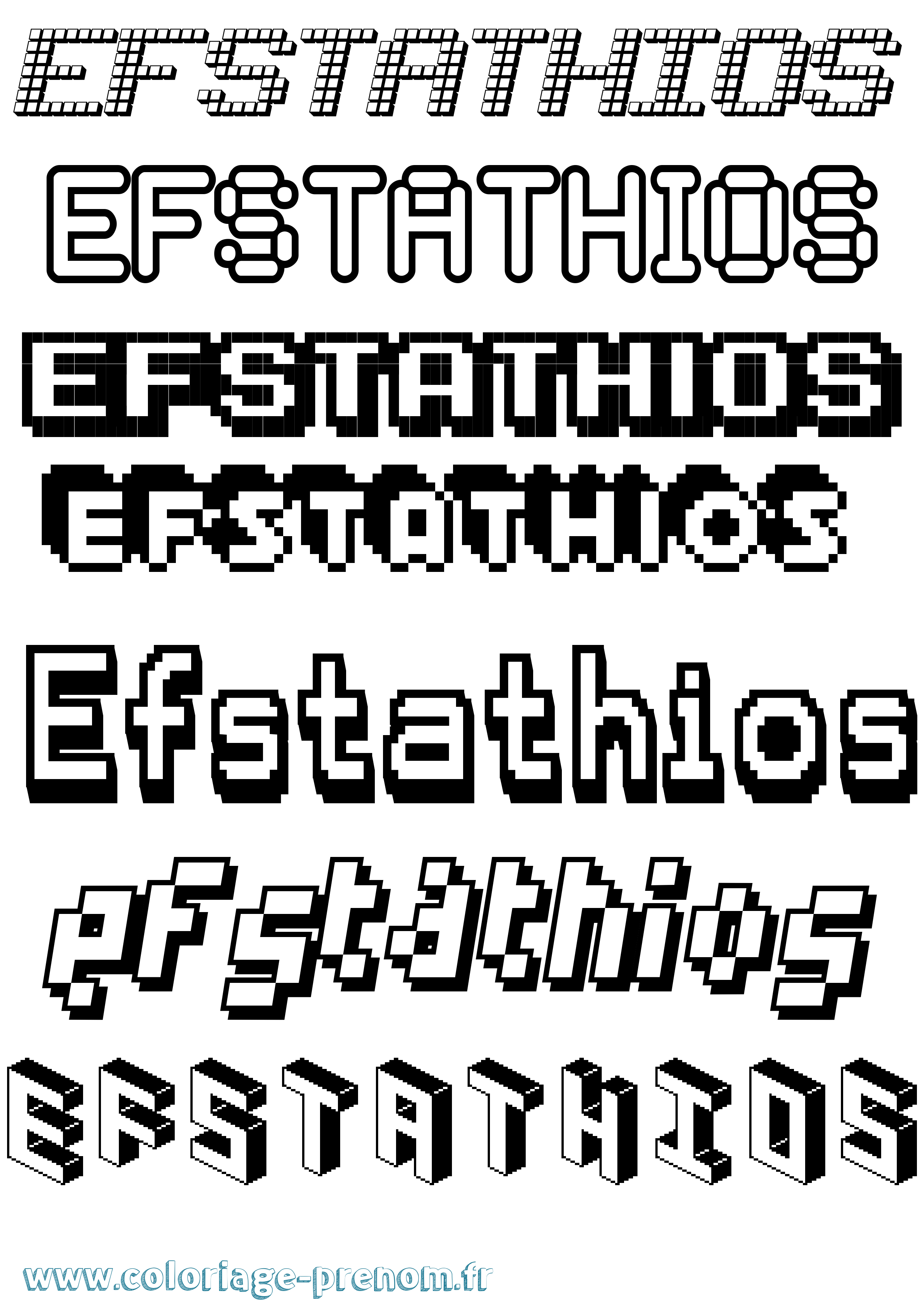 Coloriage Efstathios Pixel Coloriage prénom Efstathios Pixel