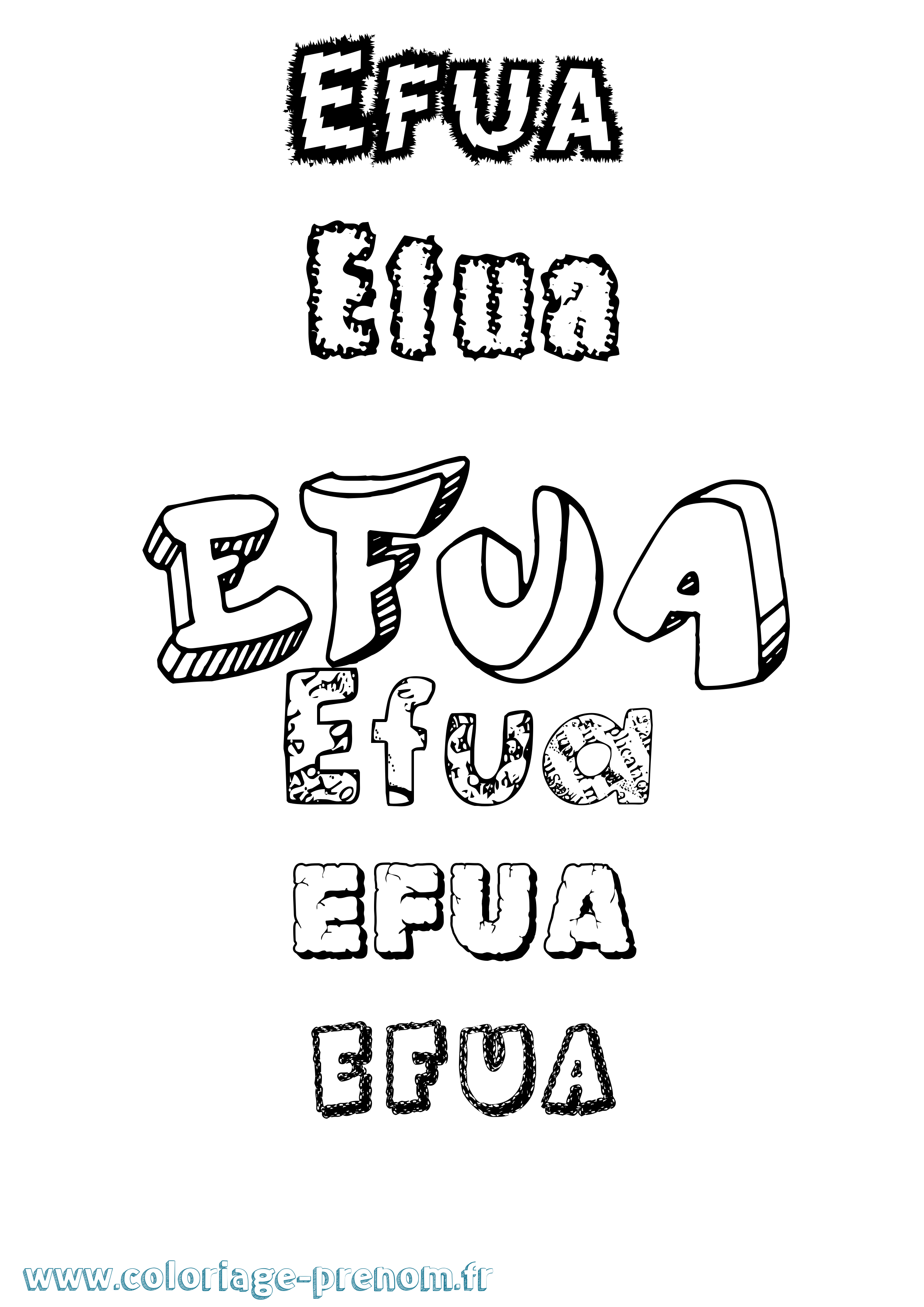 Coloriage Efua Destructuré Coloriage prénom Efua Destructuré