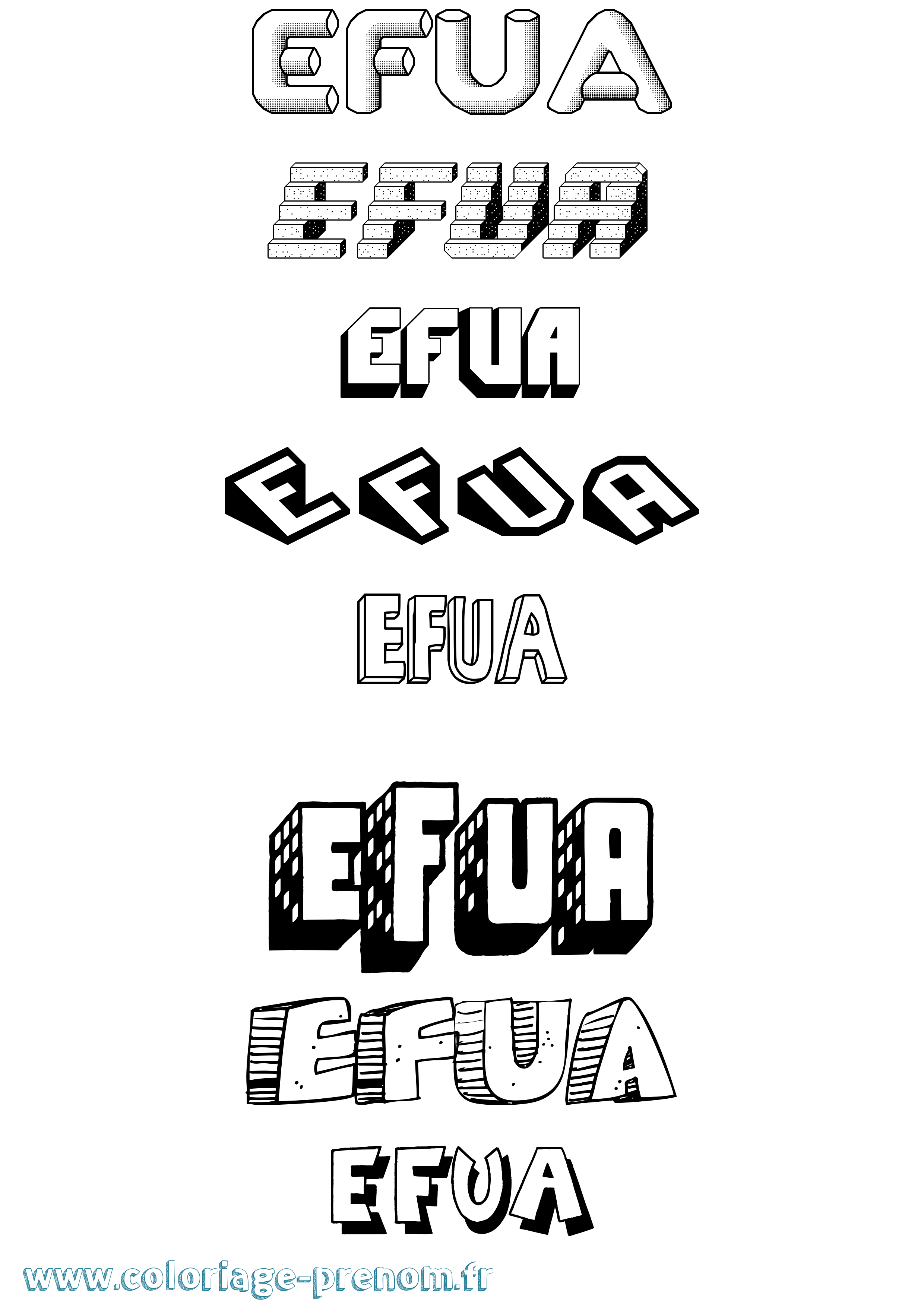 Coloriage Efua Effet 3D Coloriage prénom Efua Effet 3D