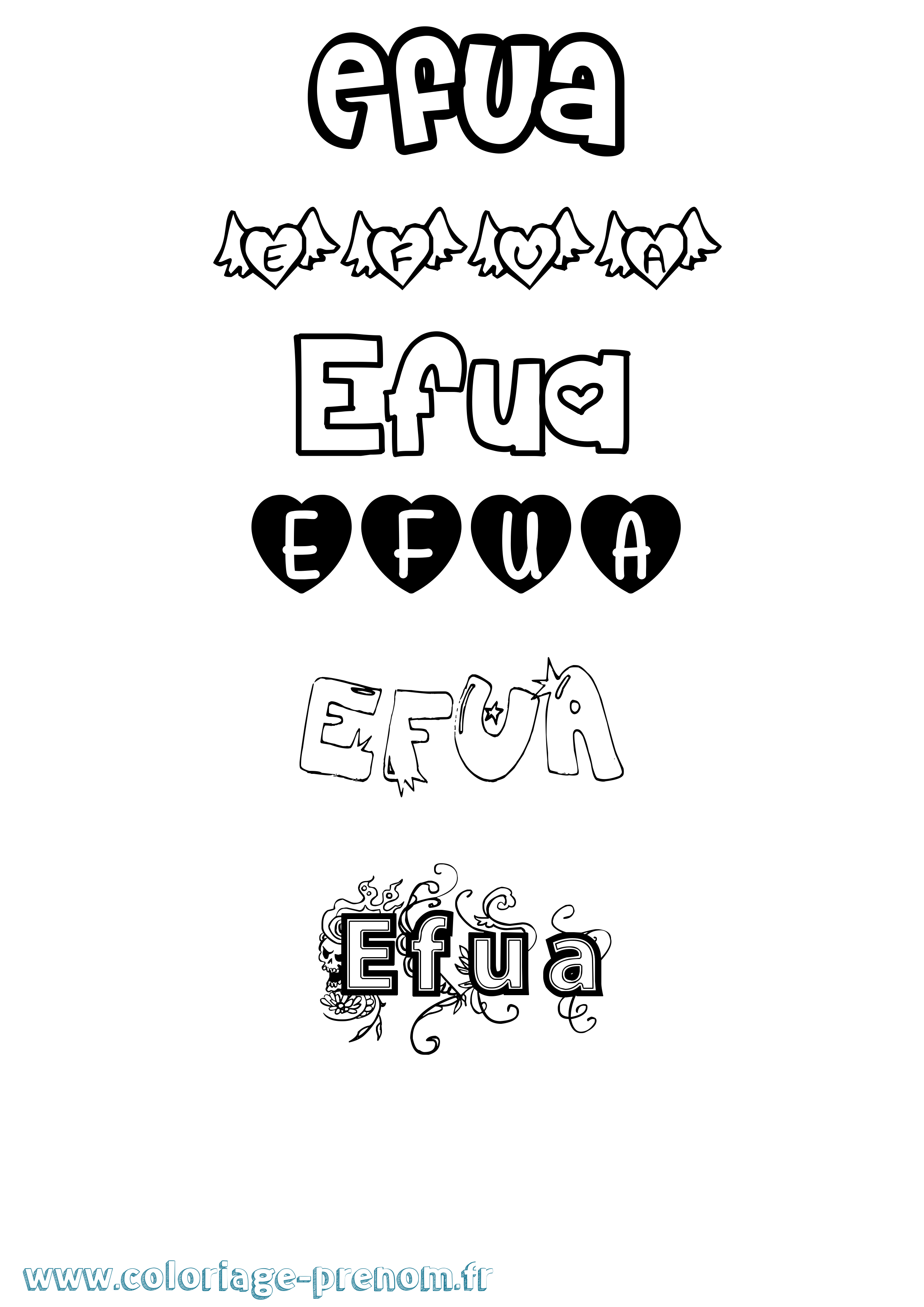Coloriage Efua Girly Coloriage prénom Efua Girly