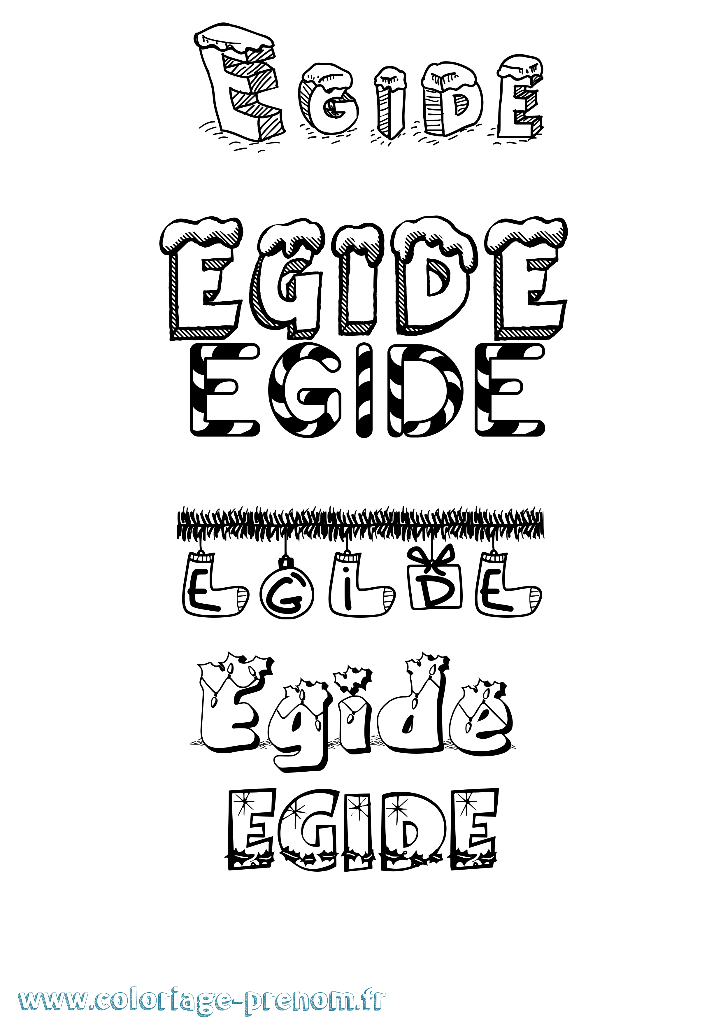 Coloriage Egide Noël Coloriage prénom Egide Noël