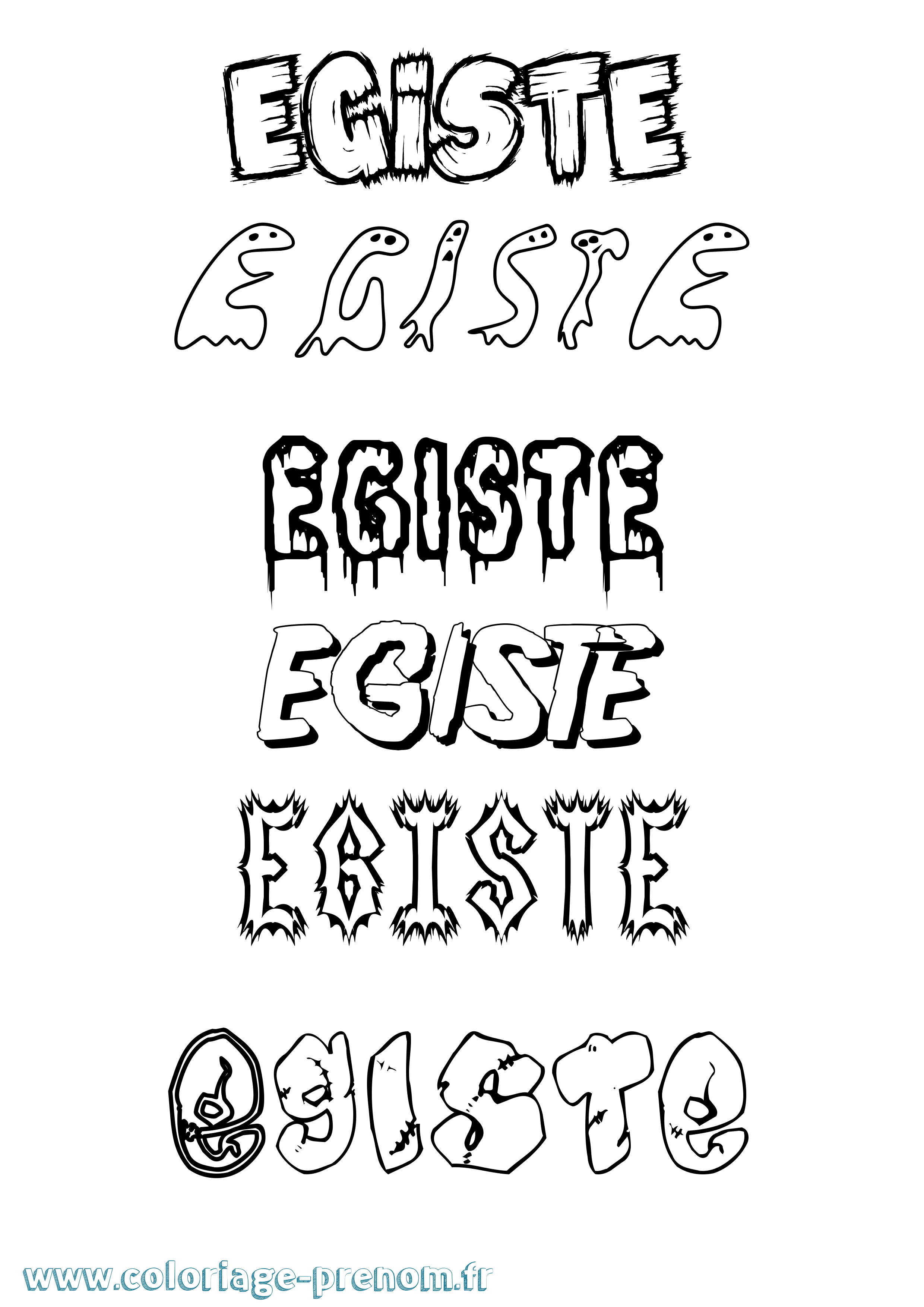 Coloriage Egiste Frisson Coloriage prénom Egiste Frisson