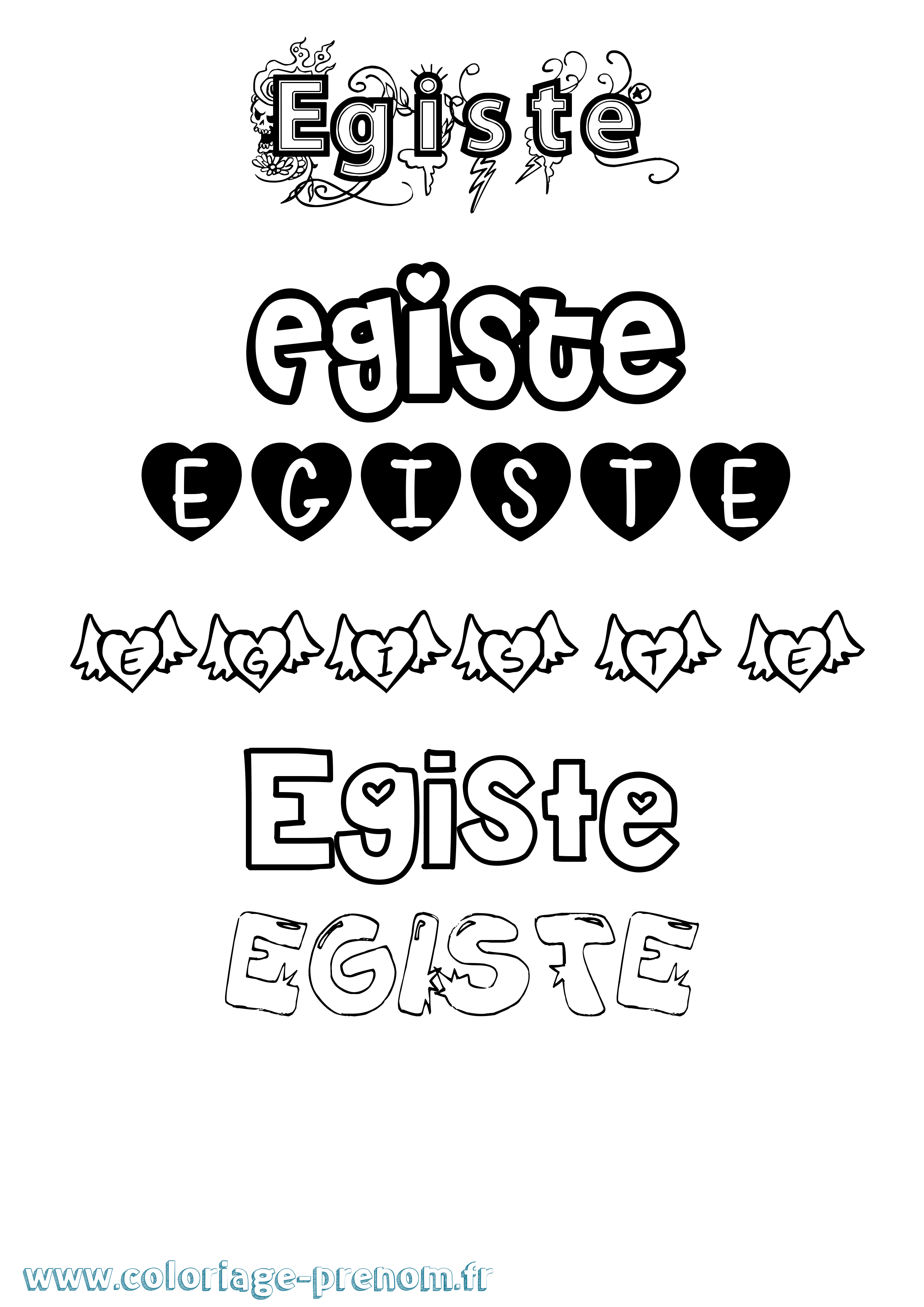 Coloriage Egiste Girly Coloriage prénom Egiste Girly