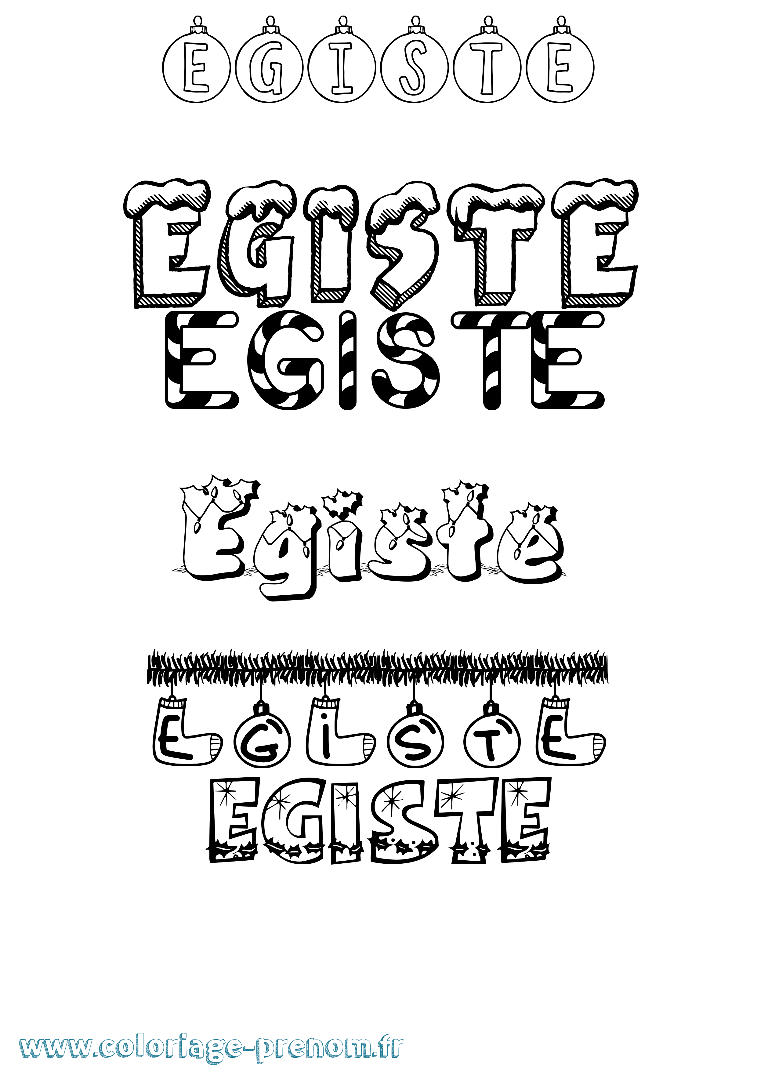 Coloriage Egiste Noël Coloriage prénom Egiste Noël