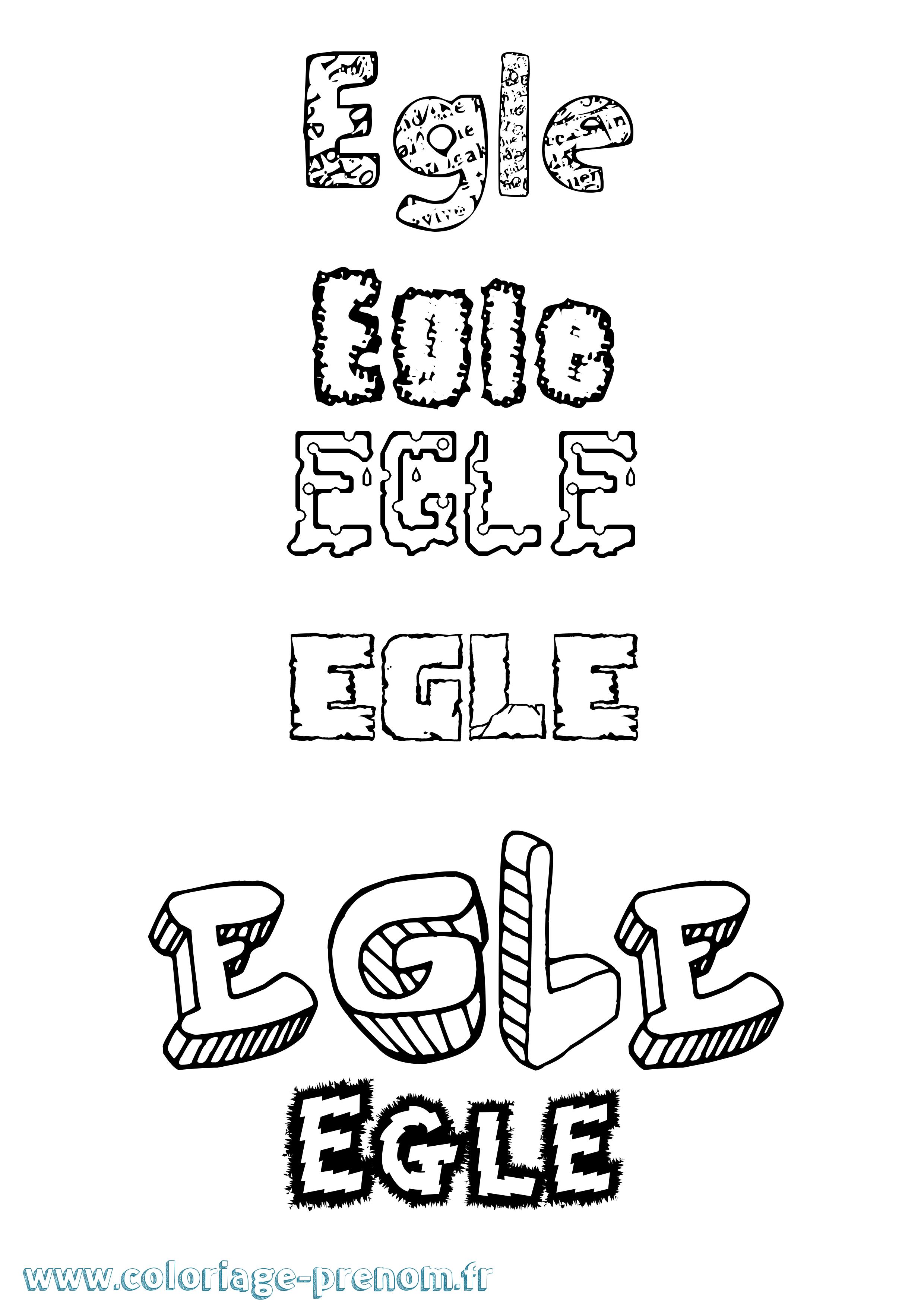Coloriage Egle Destructuré Coloriage prénom Egle Destructuré