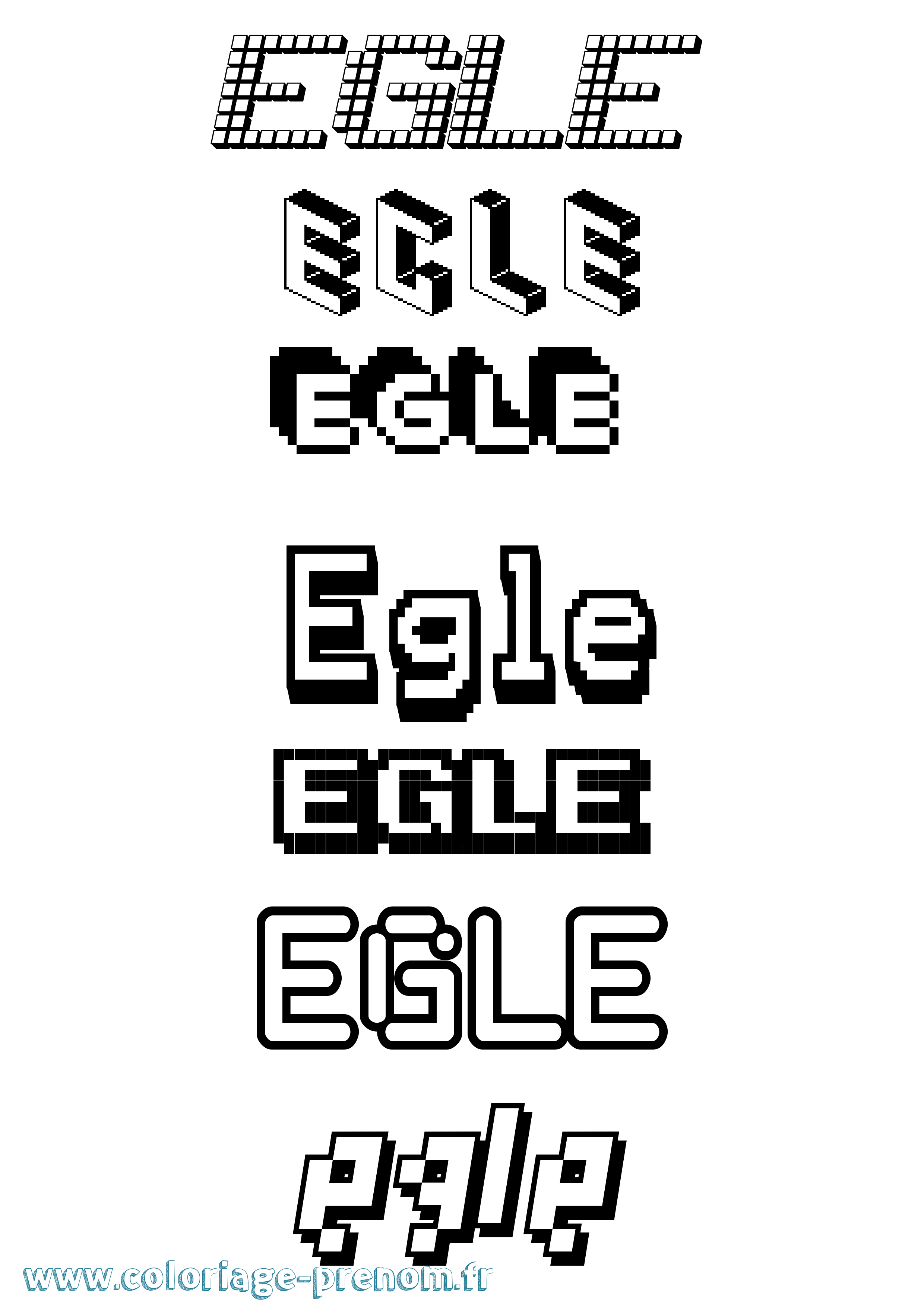 Coloriage Egle Pixel Coloriage prénom Egle Pixel